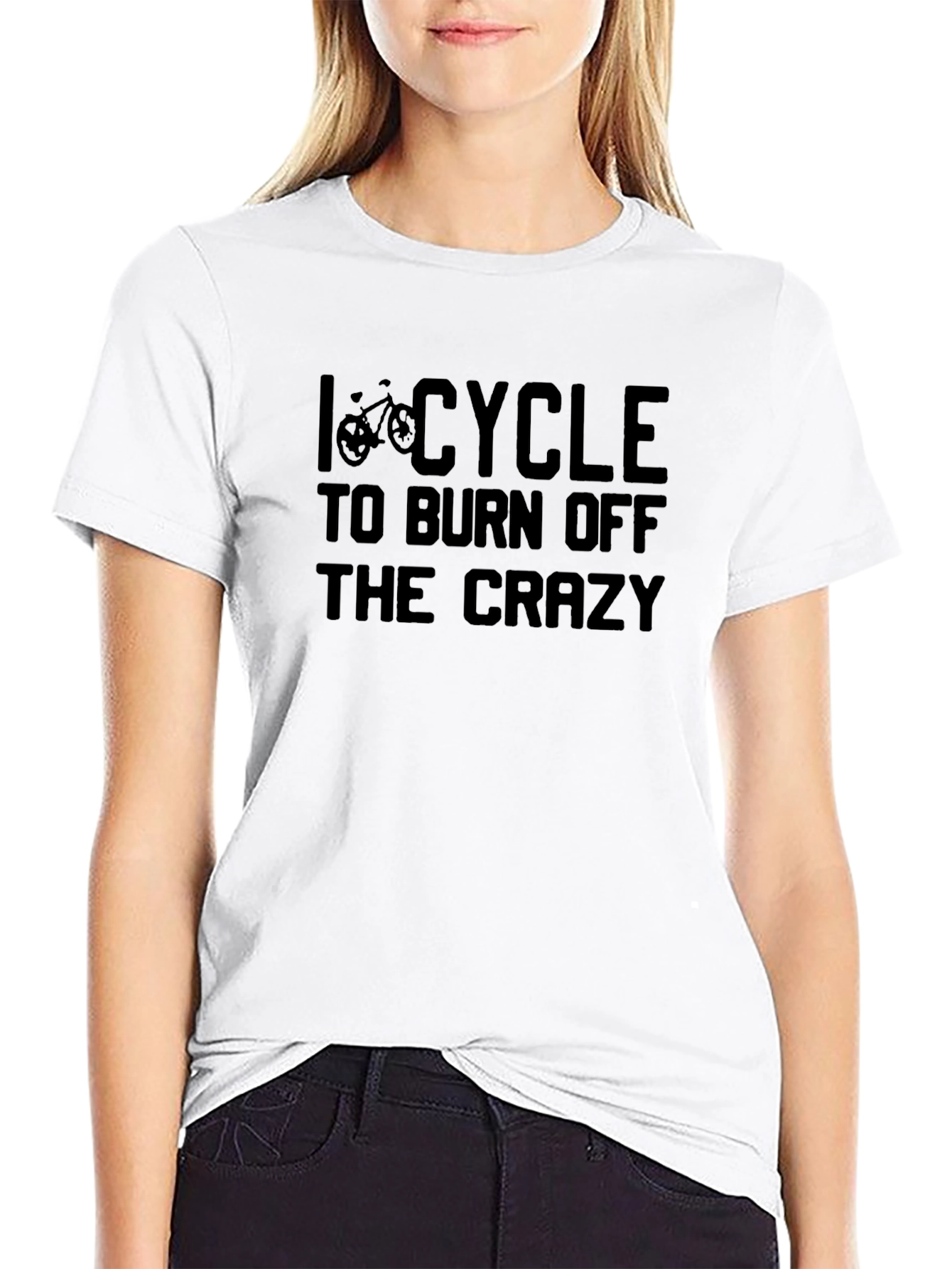 Black I Cycle to Burn Off the Crazy Graphic Tee view 9