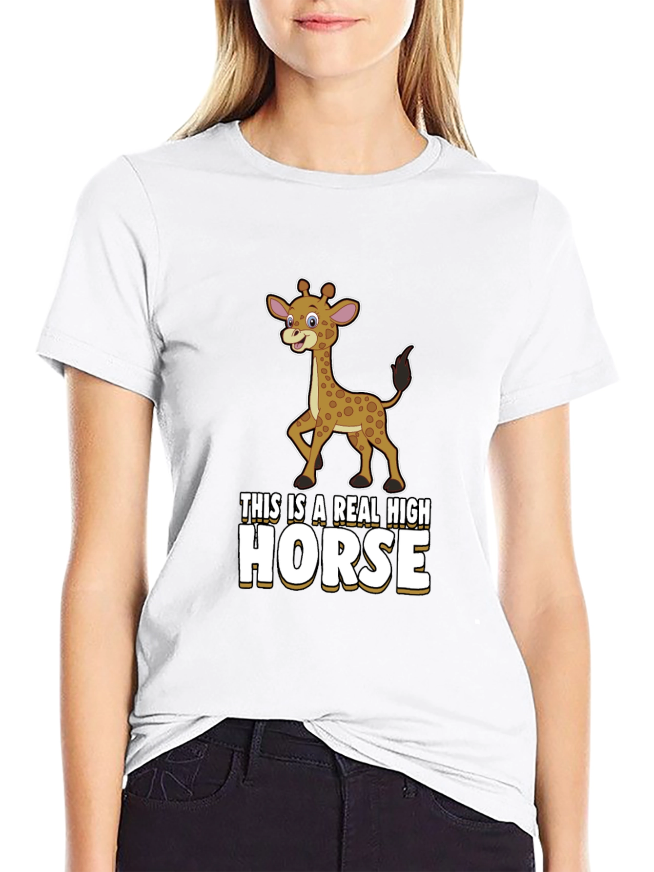 Black Real High Horse Giraffe Graphic T-Shirt view 9