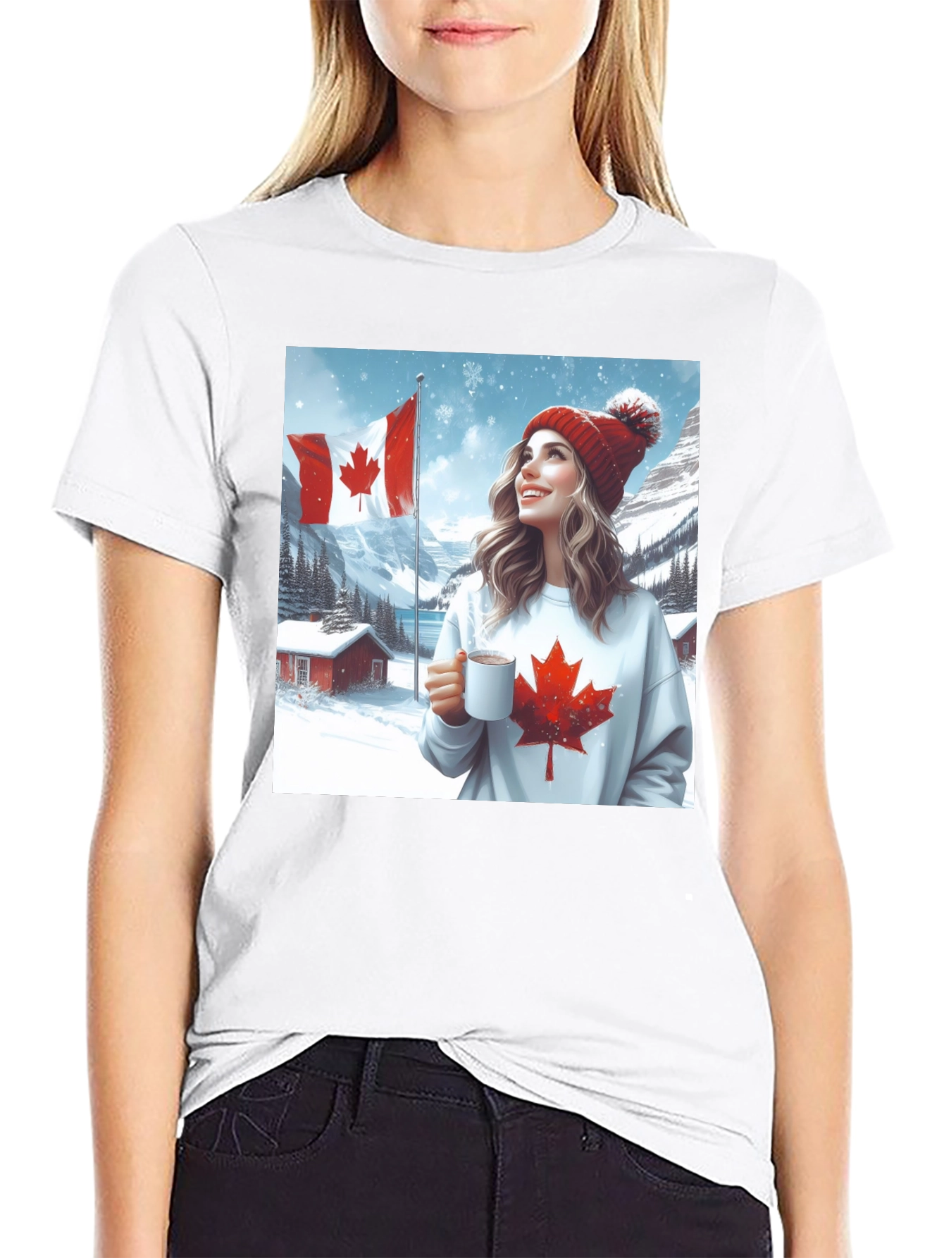 Black Cozy Canadian Winter T-Shirt view 9