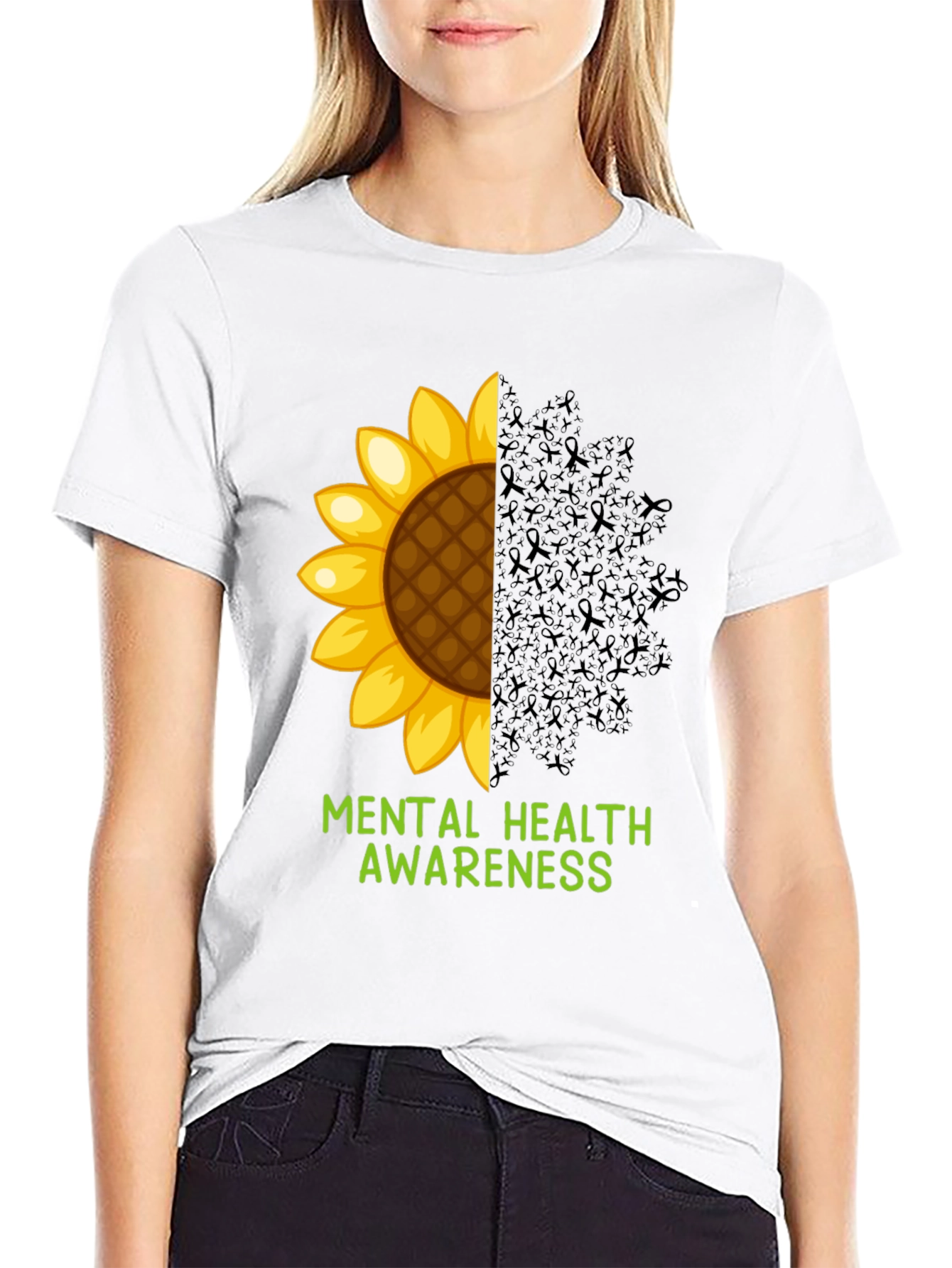Black Mental Health Awareness Sunflower T-Shirt view 9