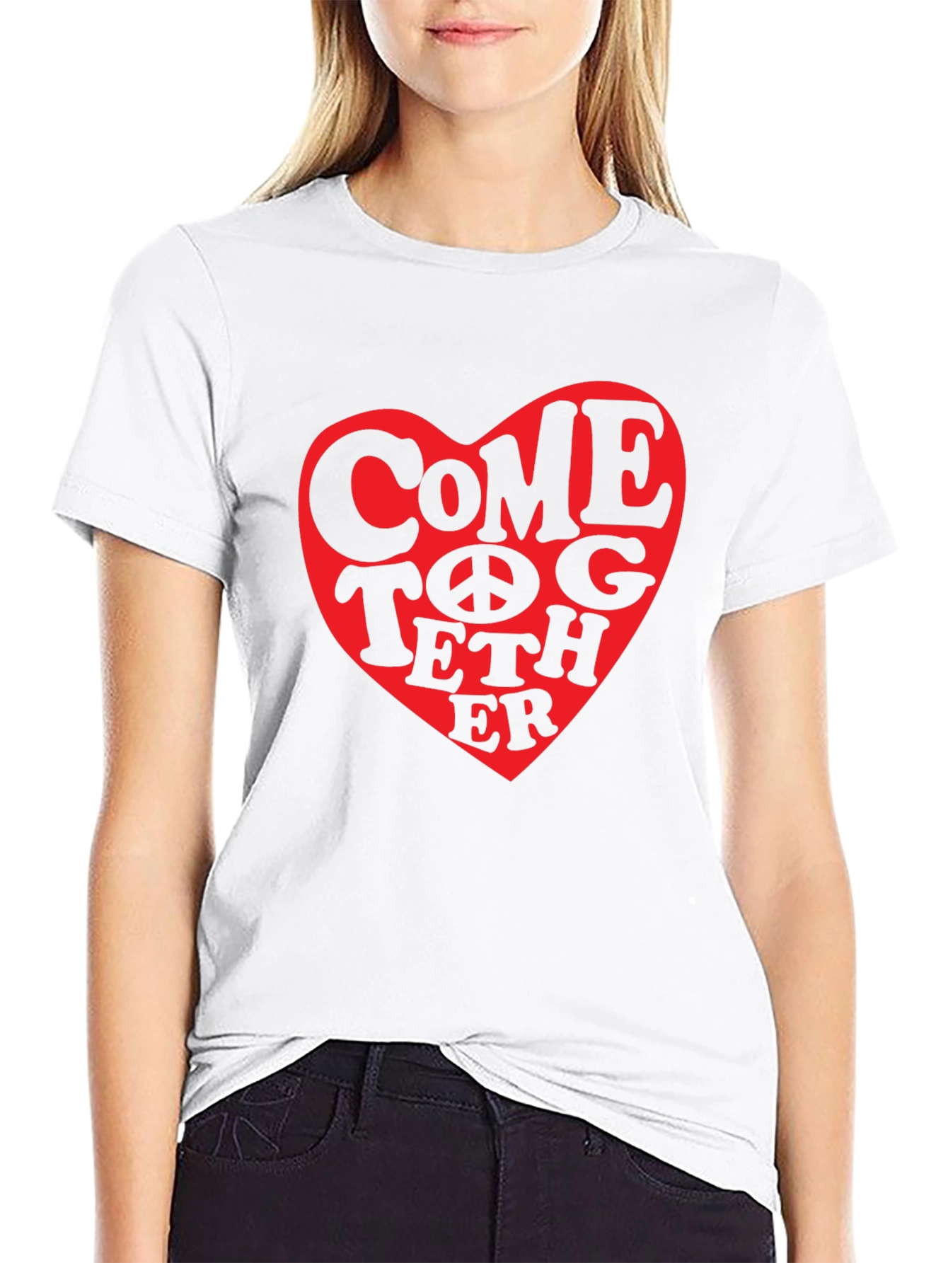 Black Come Together Heart Graphic T-Shirt view 9