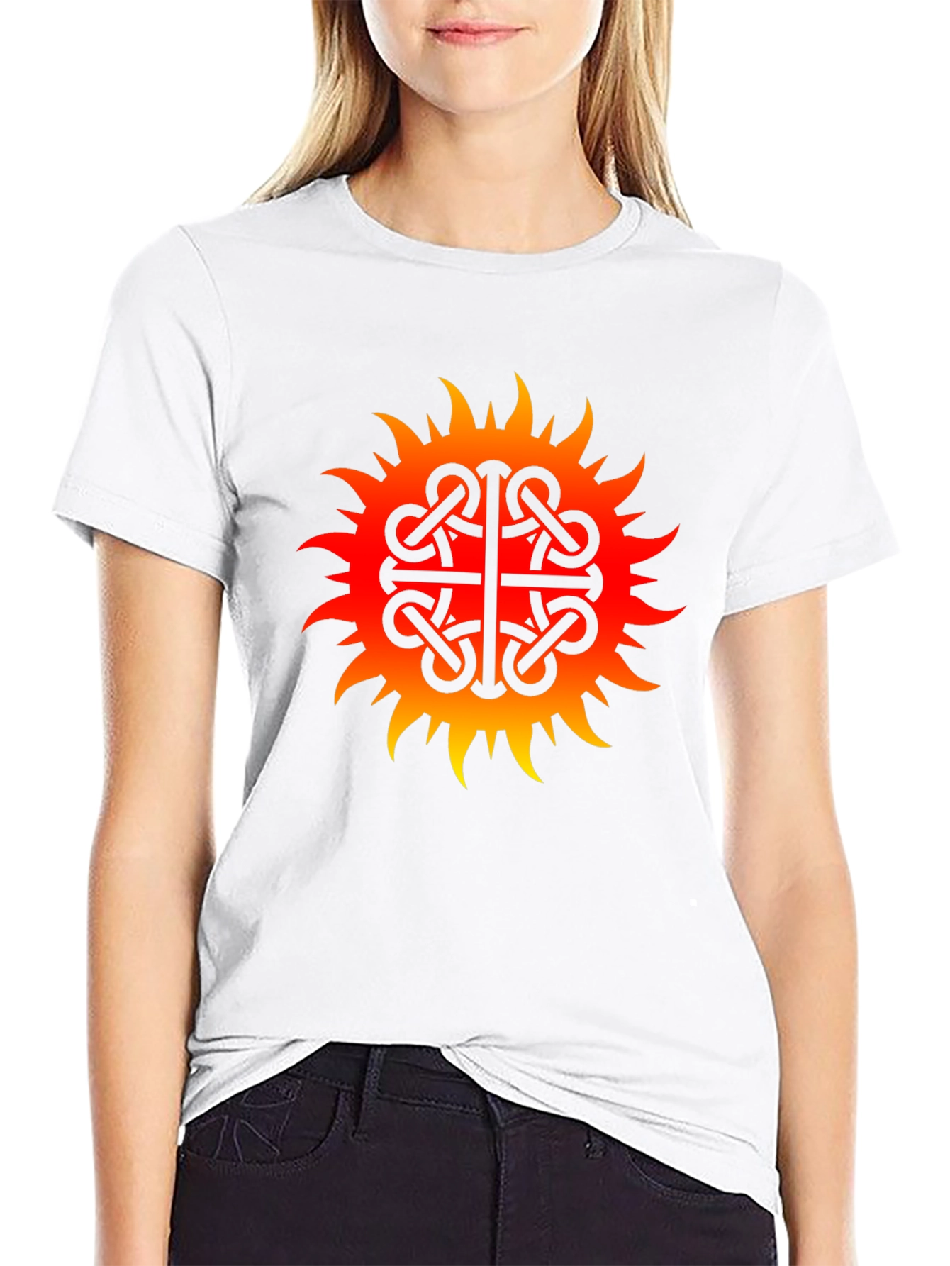 Black Fiery Sun Knot T-Shirt - Black view 9