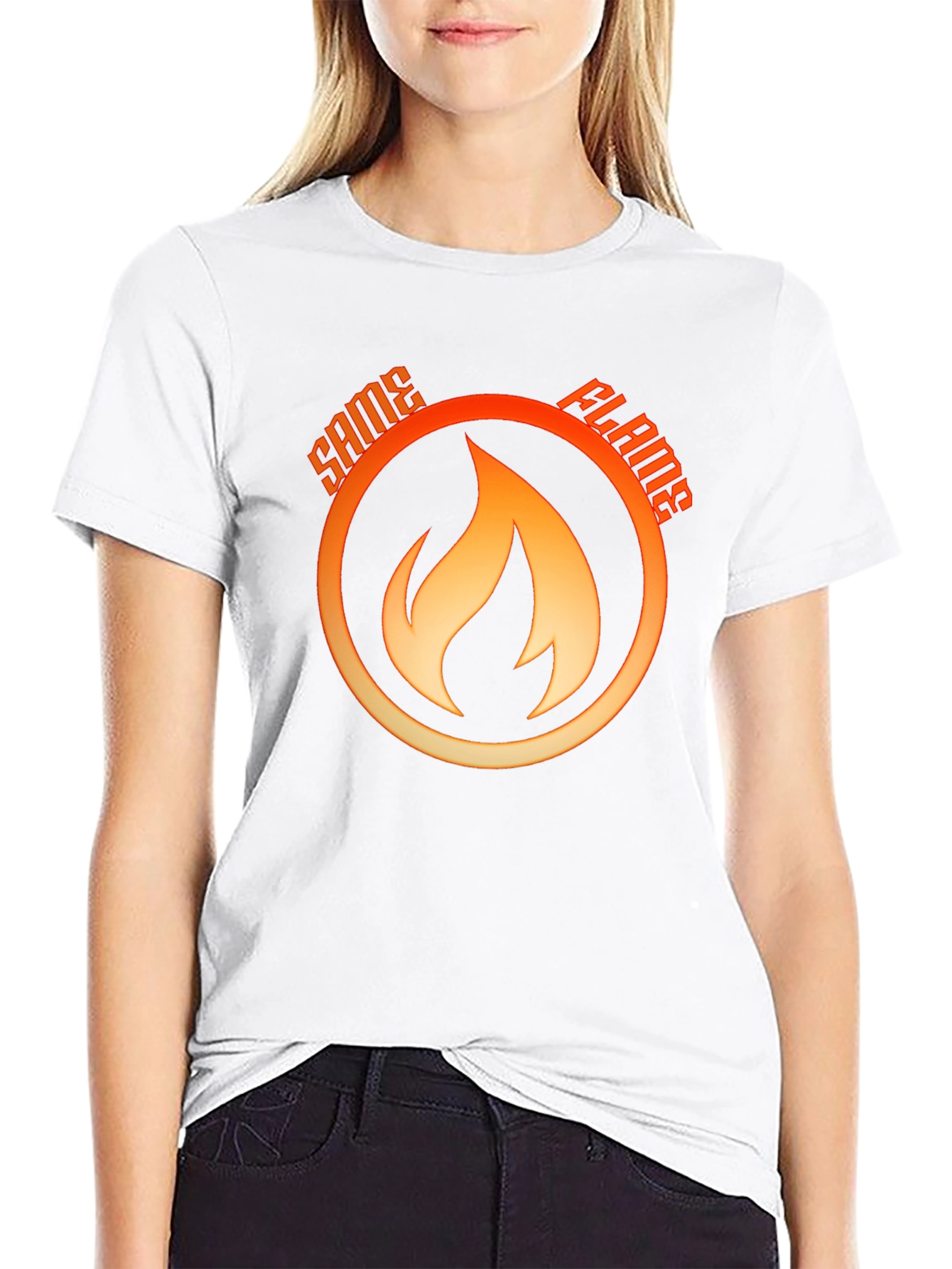 Black Same Flame T-Shirt - Bold Graphic Tee view 9