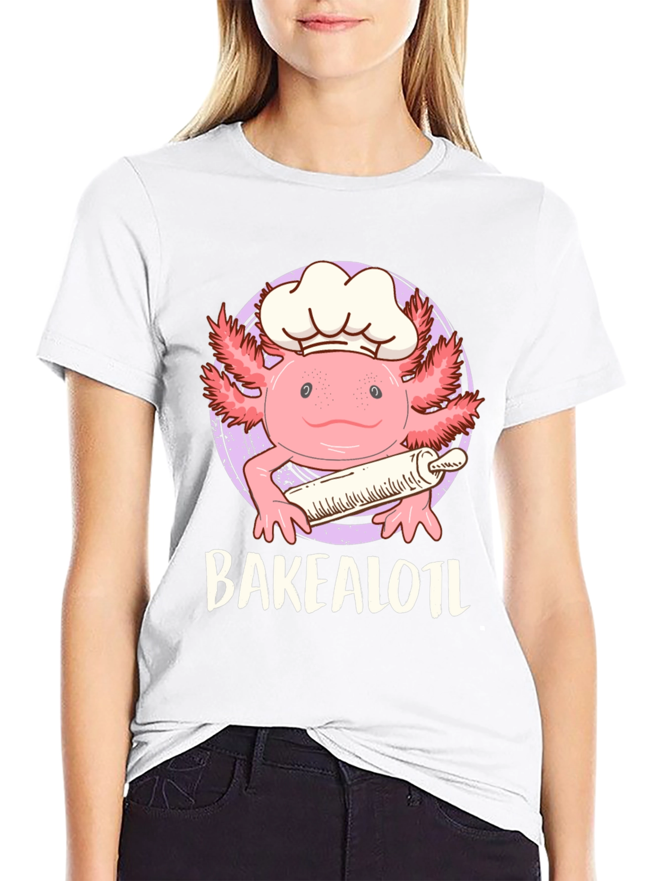 Black Bakealotl Axolotl Chef T-Shirt - Cute Baking Tee view 9