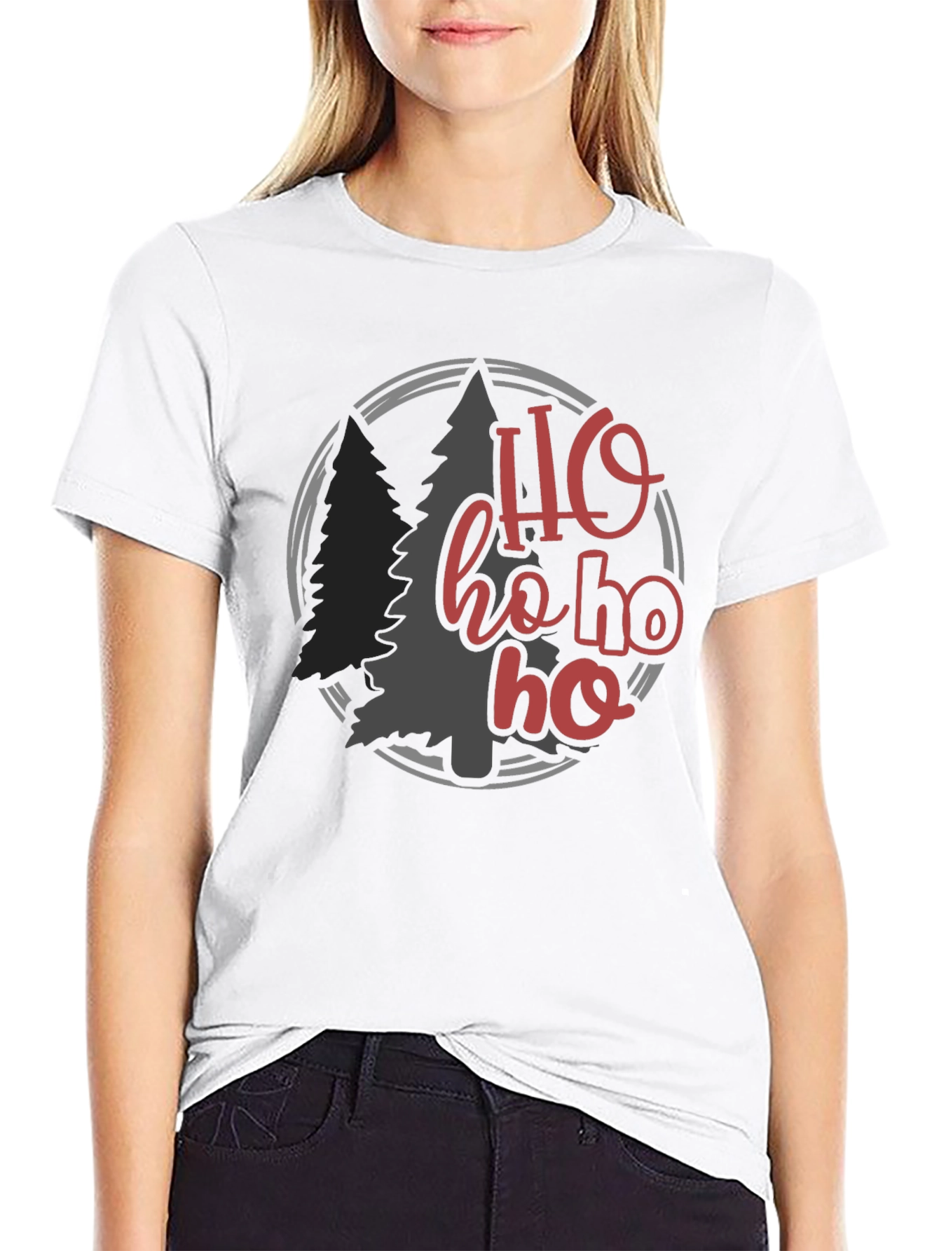Black Holiday Ho Ho Ho Christmas Tee view 9