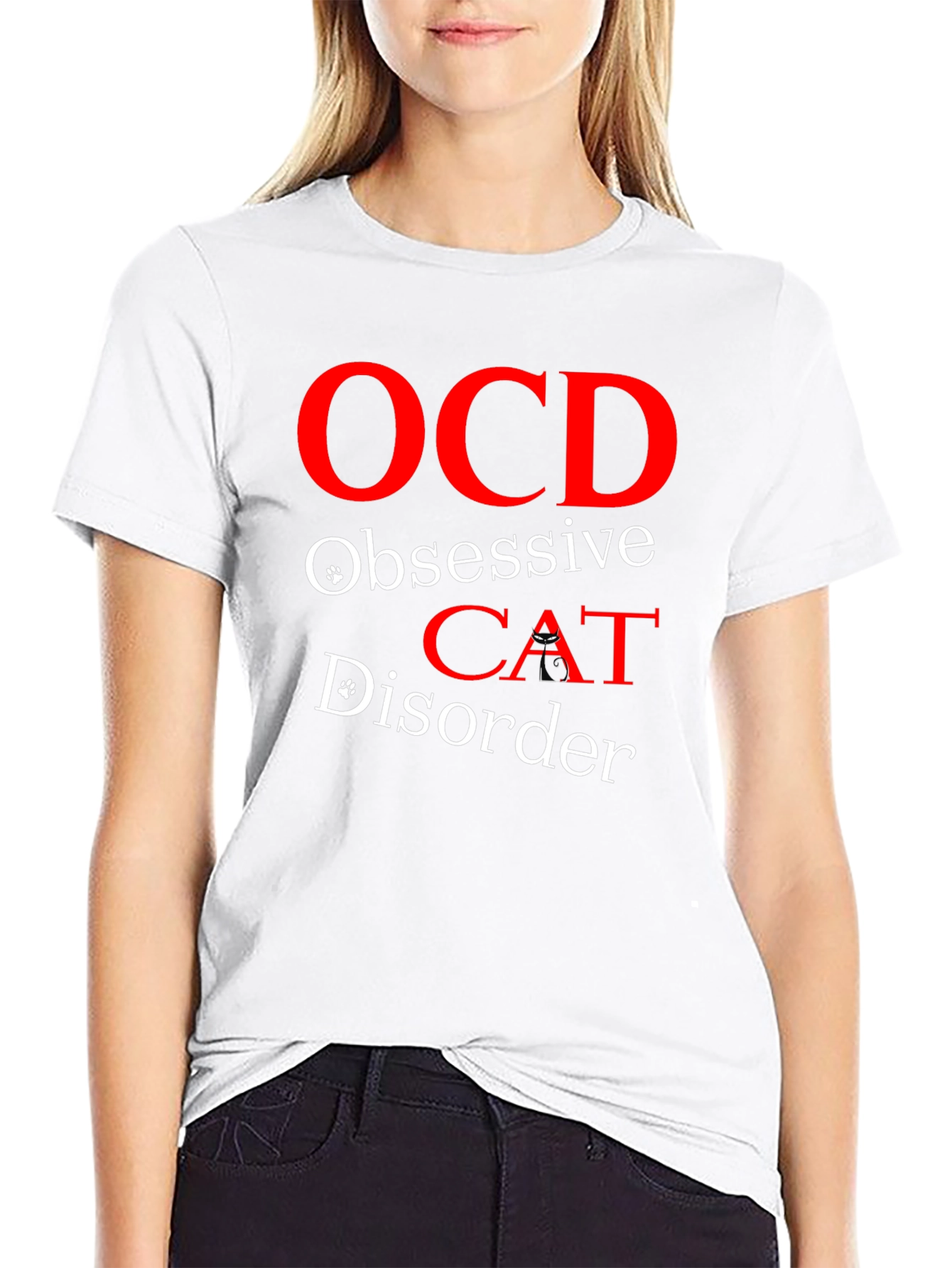 Black OCD Obsessive Cat Disorder T-Shirt view 9