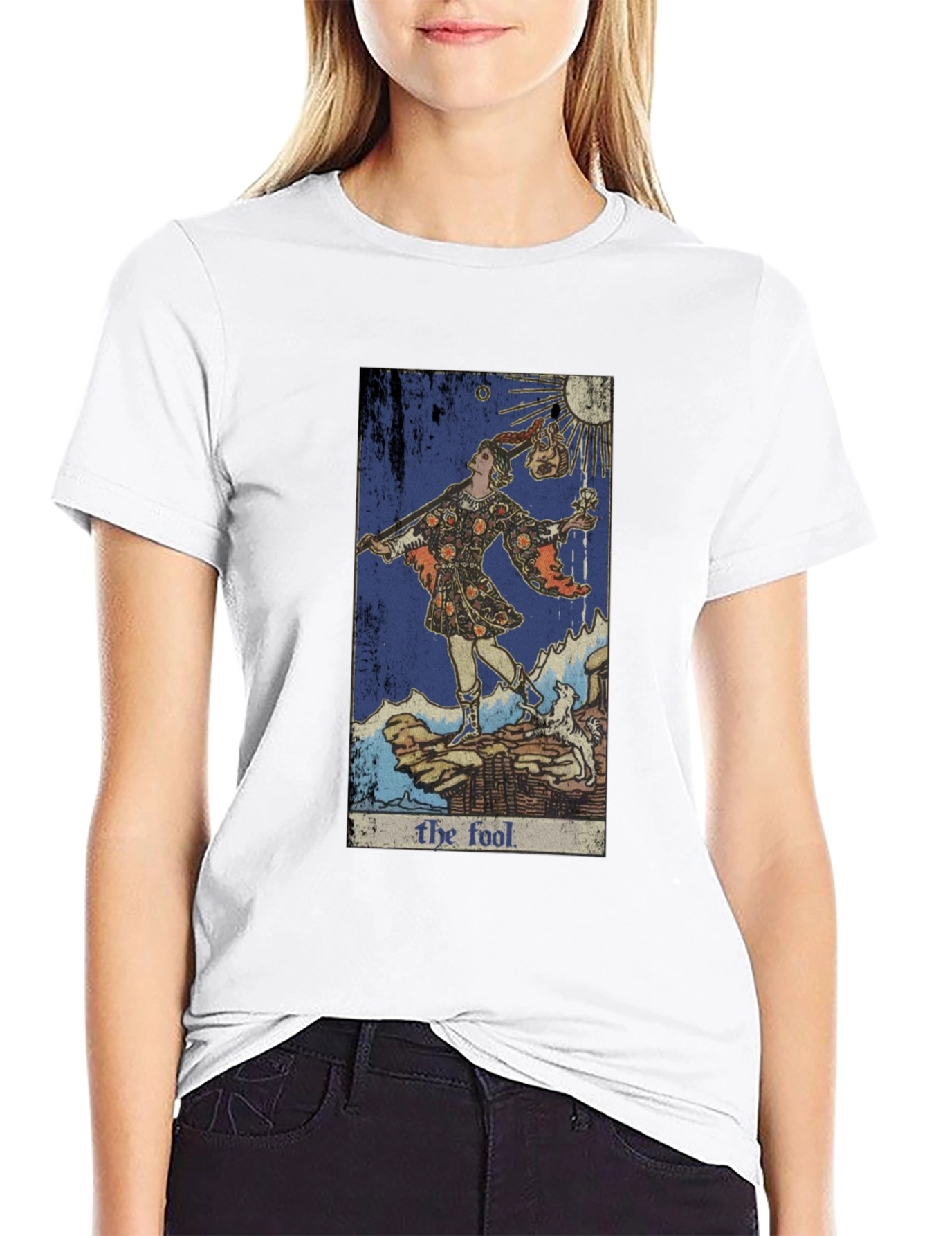 Black The Fool Tarot Card Graphic Tee - Unique Design view 9