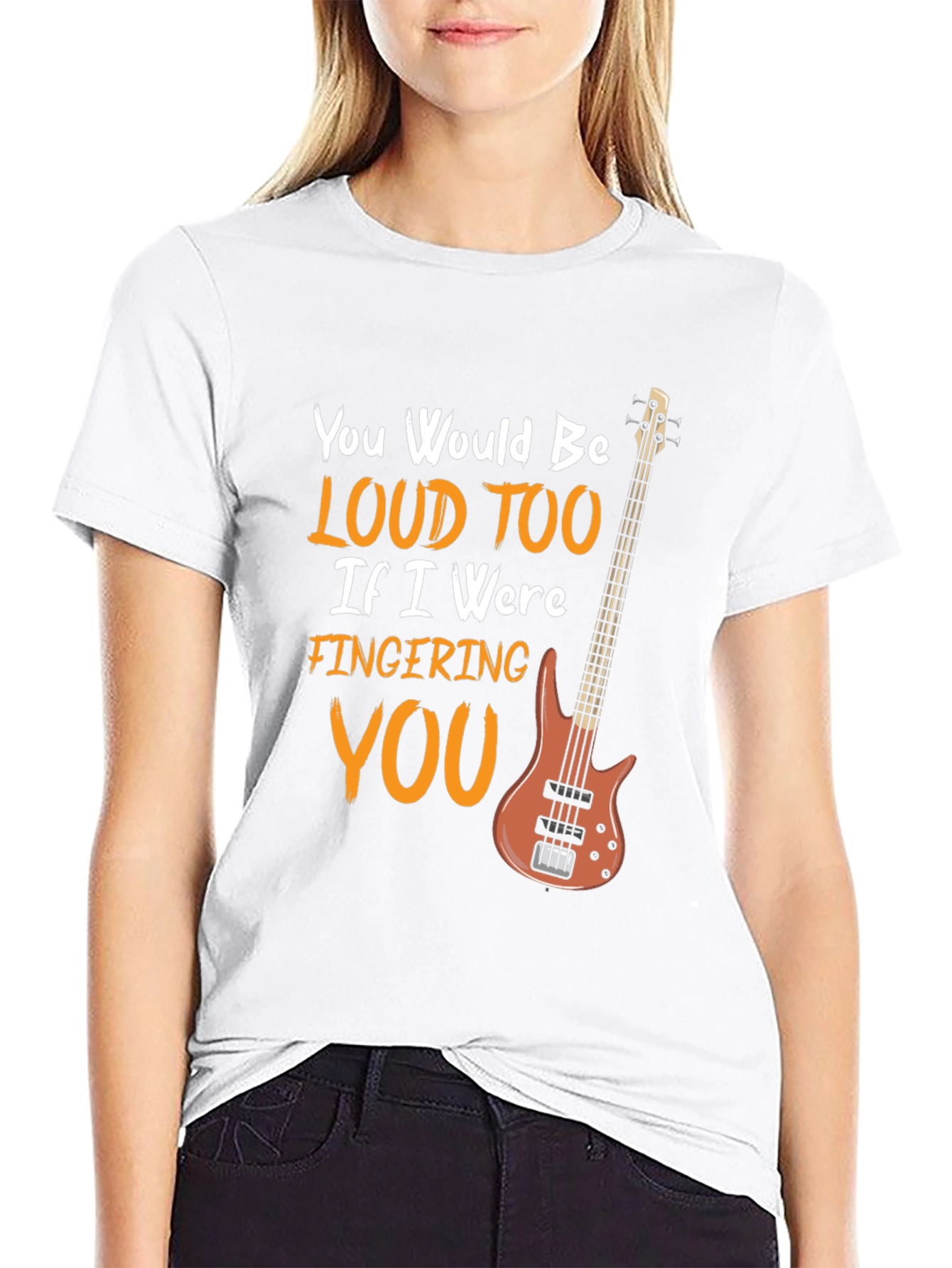 Black Loud Too Funny Bass Guitar Musician Black T-Shirt view 9