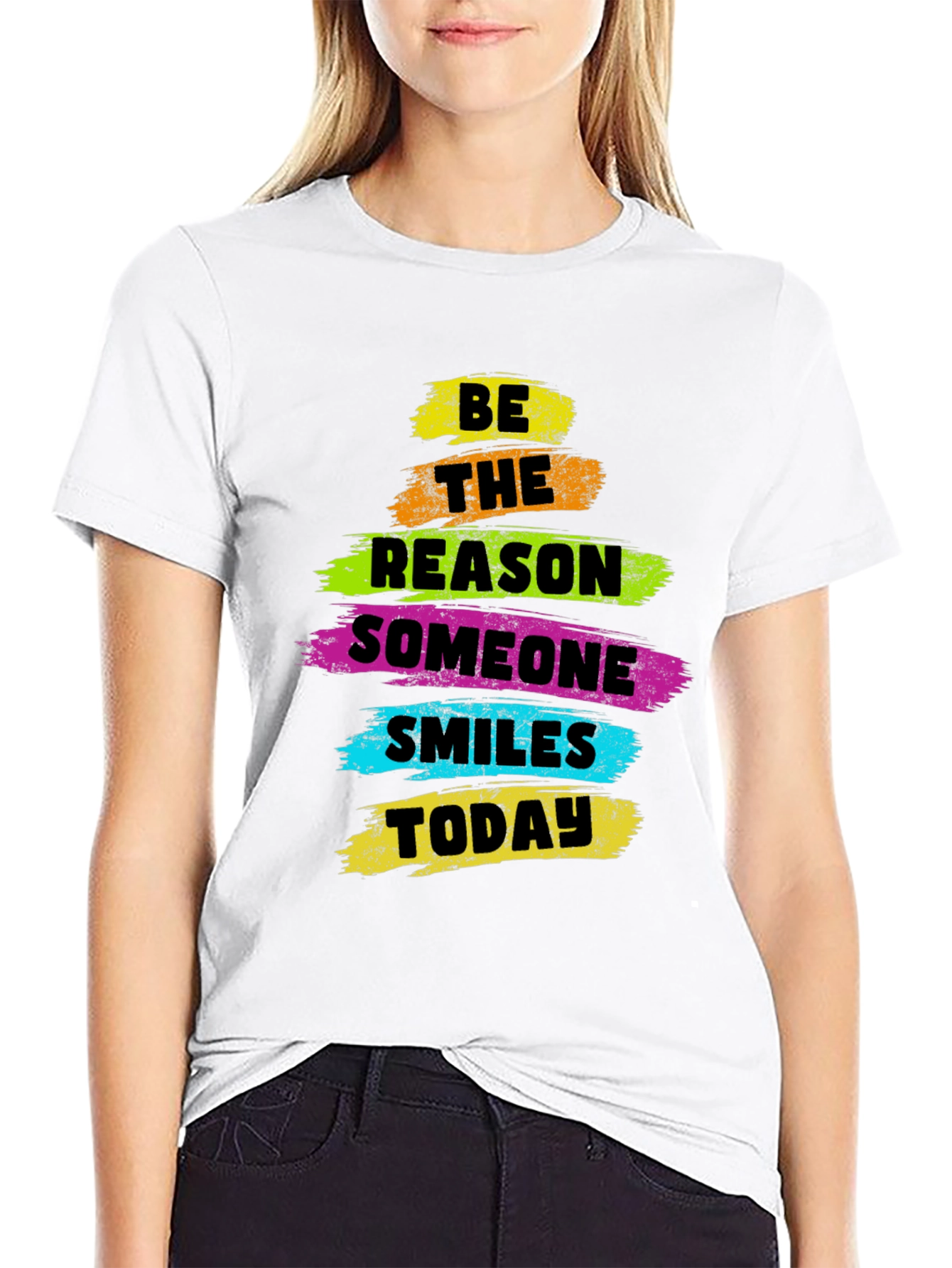 Black Inspirational Graphic Tee - Be The Reason Someone Smiles view 9