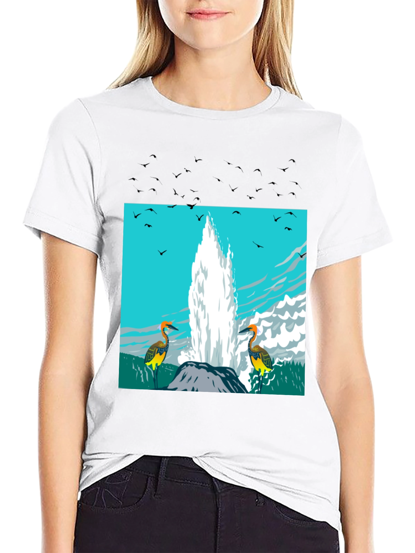Black Geyser Bird Graphic Tee - Black view 9