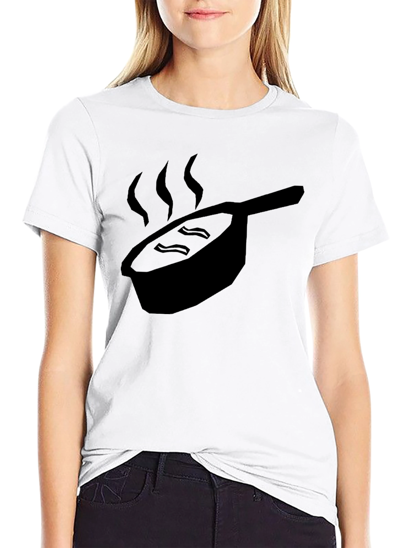 Black Funny Bacon & Pan T-Shirt - Foodie Tee view 9