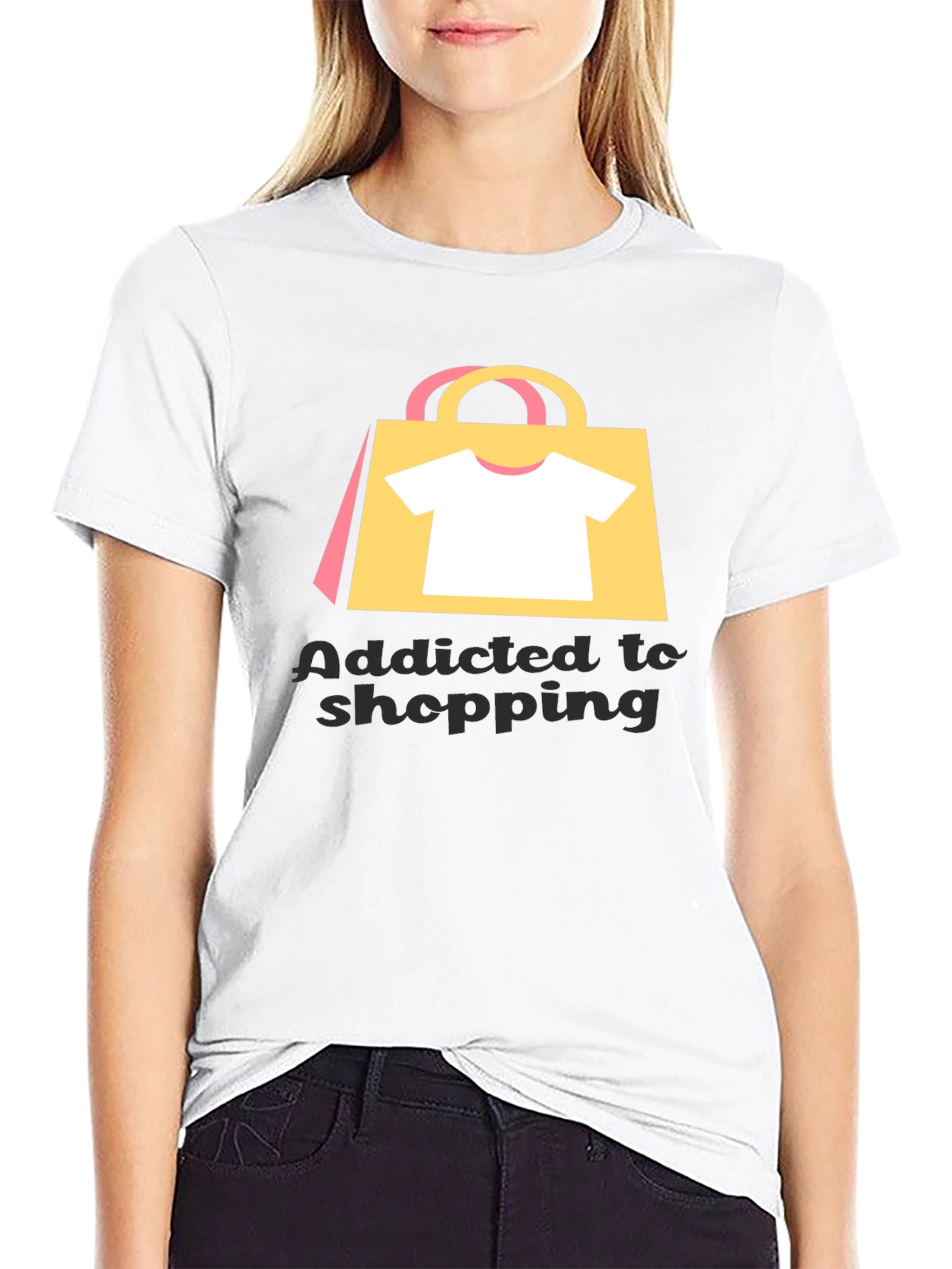 Black Addicted to Shopping Graphic Tee view 9