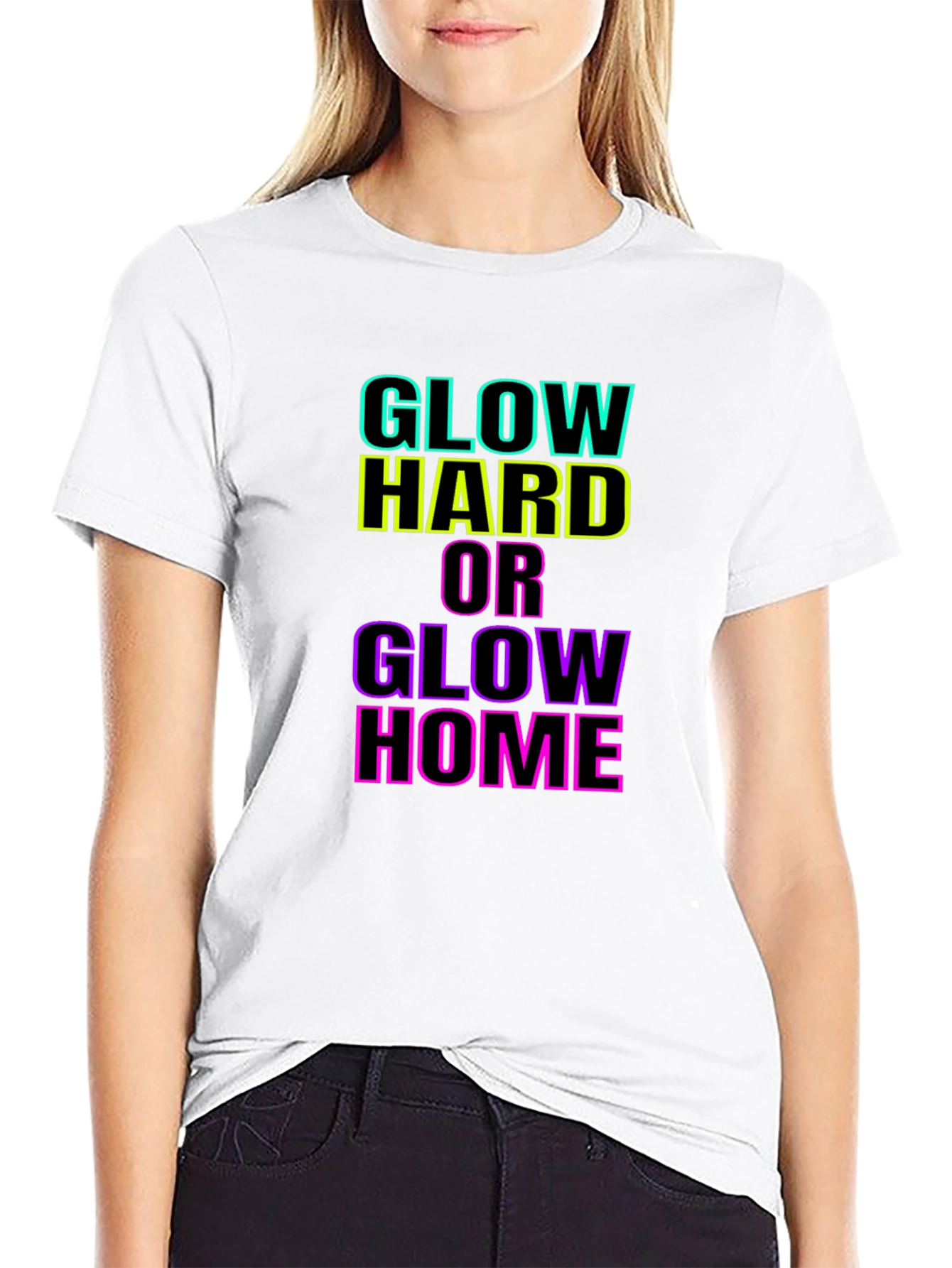 Black Glow Hard or Glow Home Black T-Shirt view 9