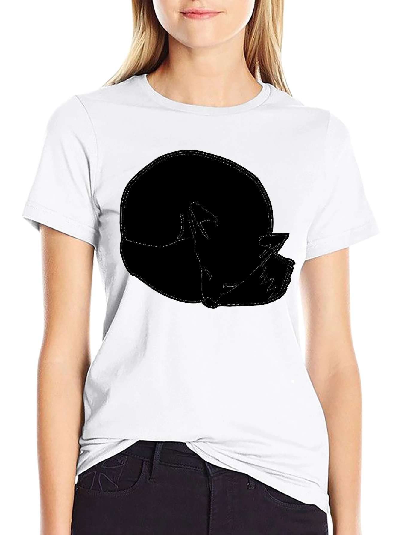 Black Fox Outline Graphic Tee - Minimalist Style view 9