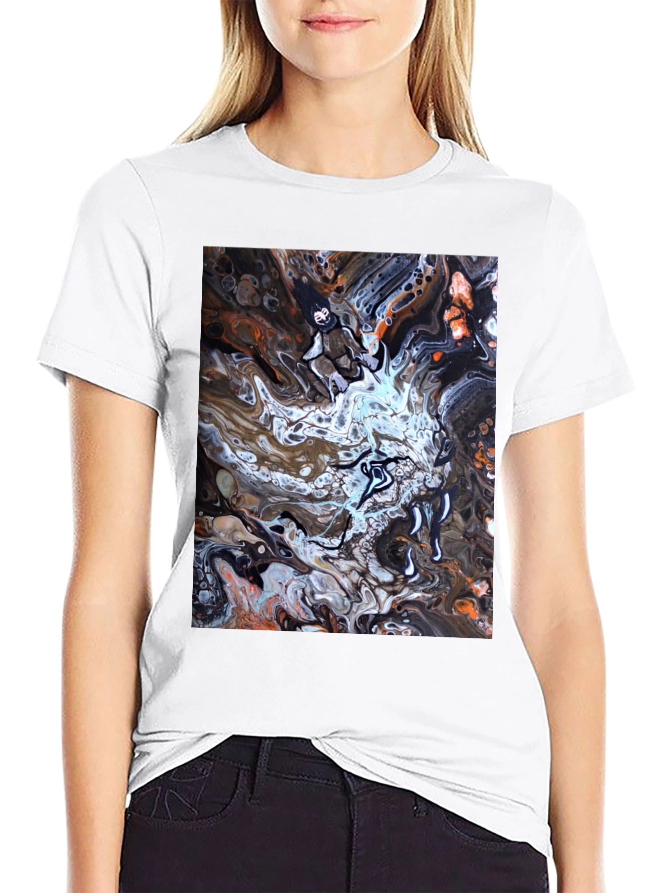 Black Abstract Art Graphic Tee - Black view 9