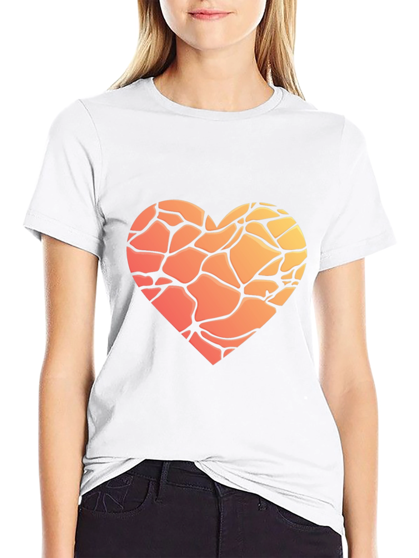 Black Heart Mosaic Graphic T-Shirt - Soft Cotton Blend view 9