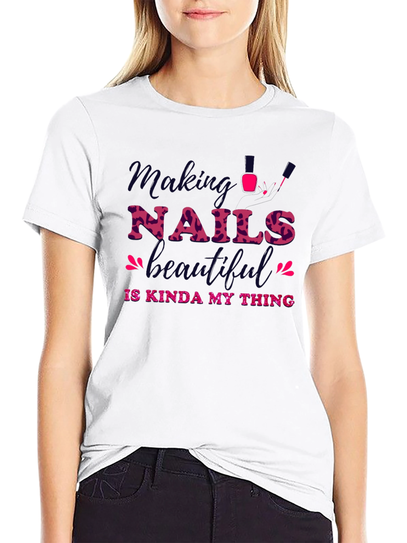 Black Making Nails Beautiful Graphic Tee view 9