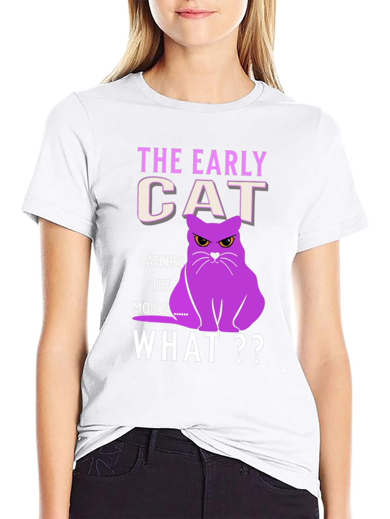 Black Early Cat T-Shirt - Funny Cat Lover Tee view 9