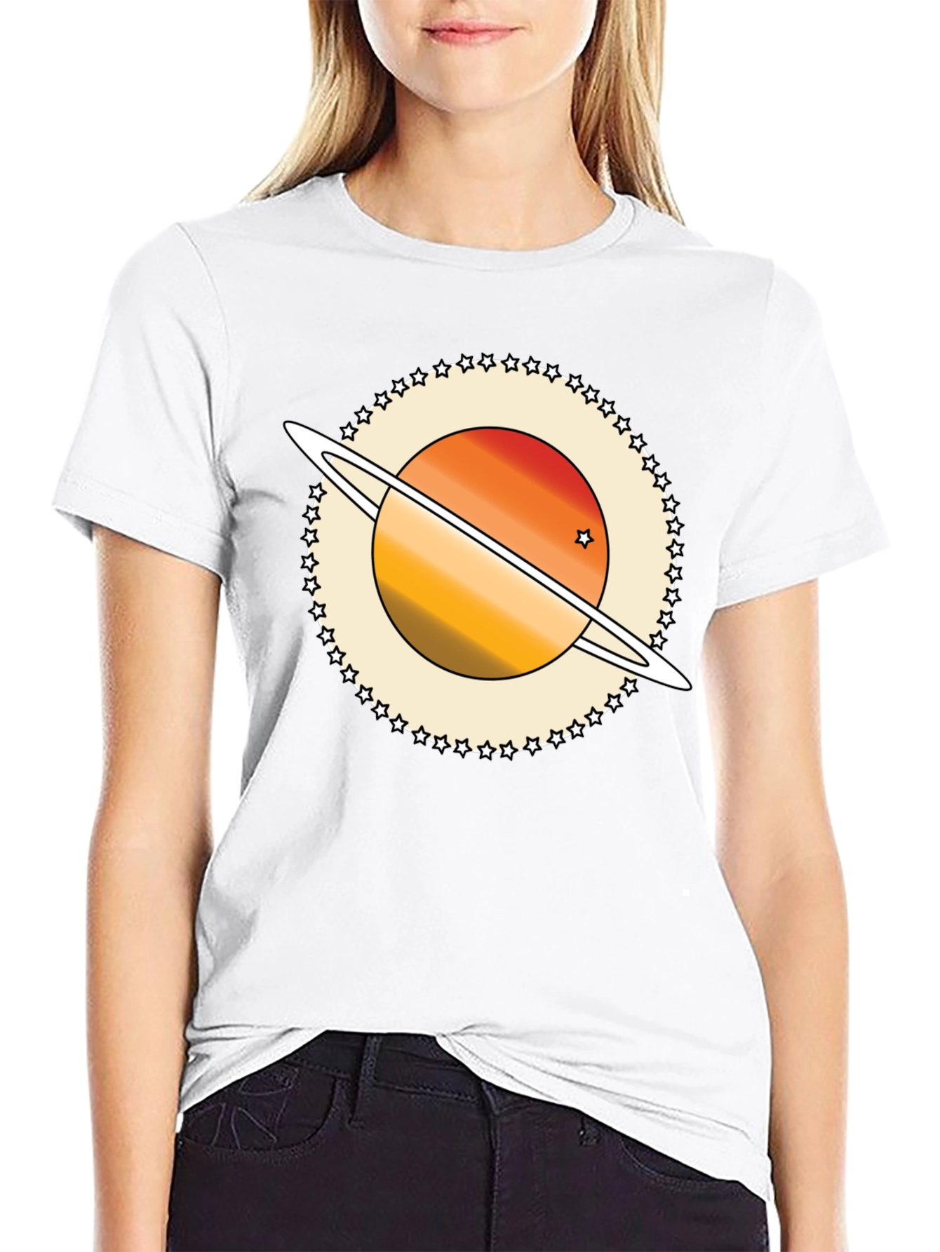 Black Saturn Graphic Tee - Retro Style view 9