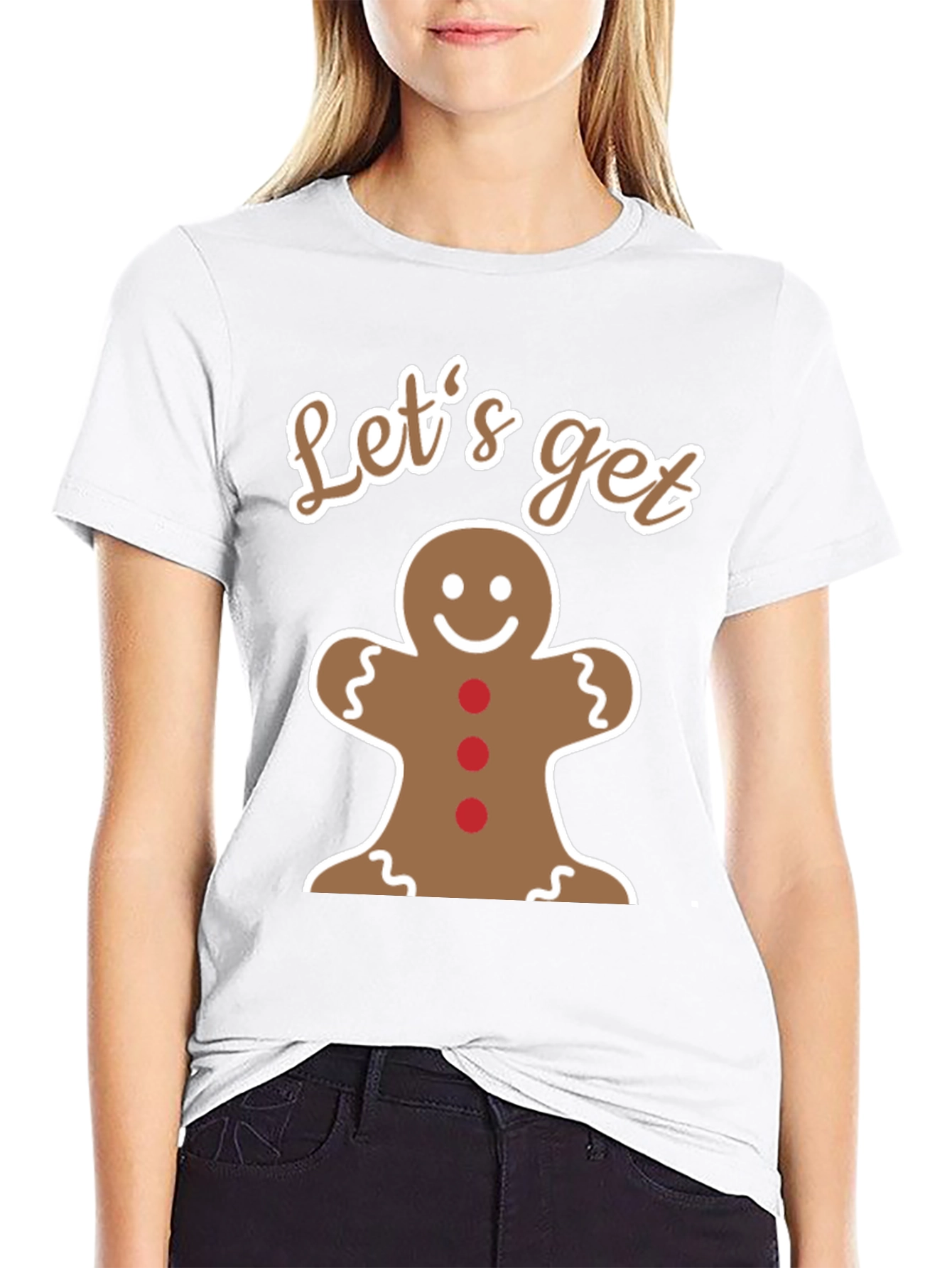 Black Let's Get Baked Gingerbread Man T-Shirt view 9