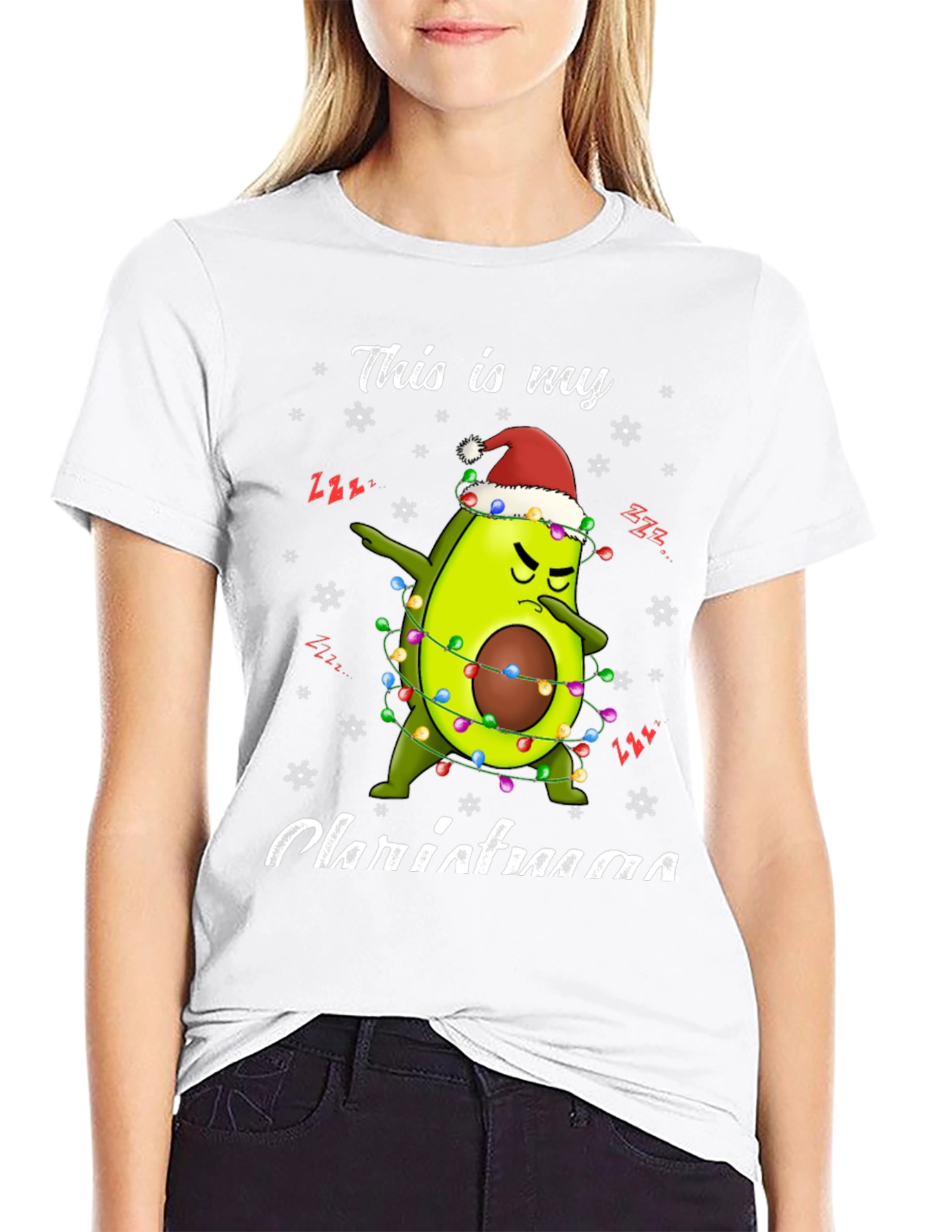 Black Funny Avocado Christmas T-Shirt  view 9