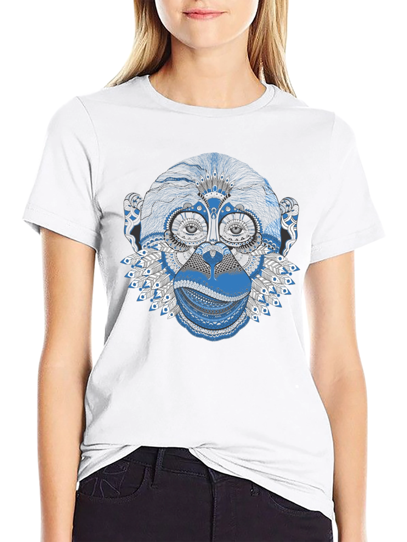 Black Monkey Art Graphic Tee - Unique Design T-Shirt view 9