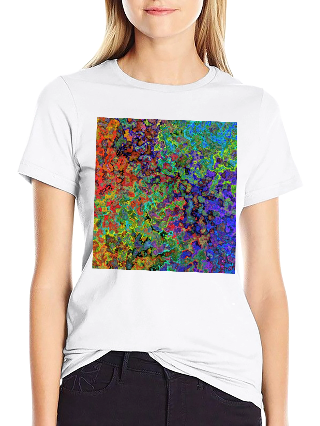 Black Abstract Art Print Black T-Shirt view 9