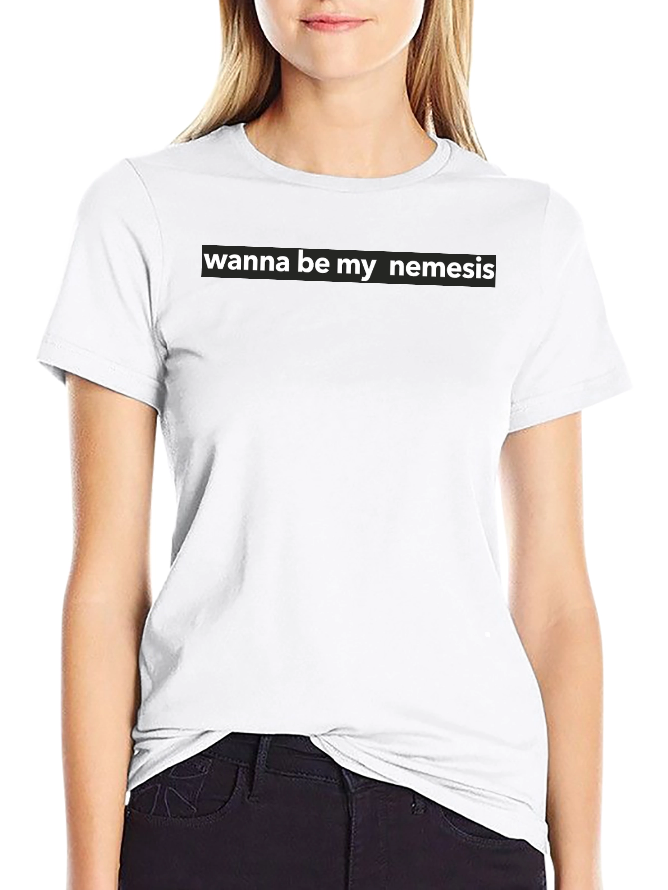 Black Wanna Be My Nemesis Graphic Tee - Bold Statement T-Shirt view 9