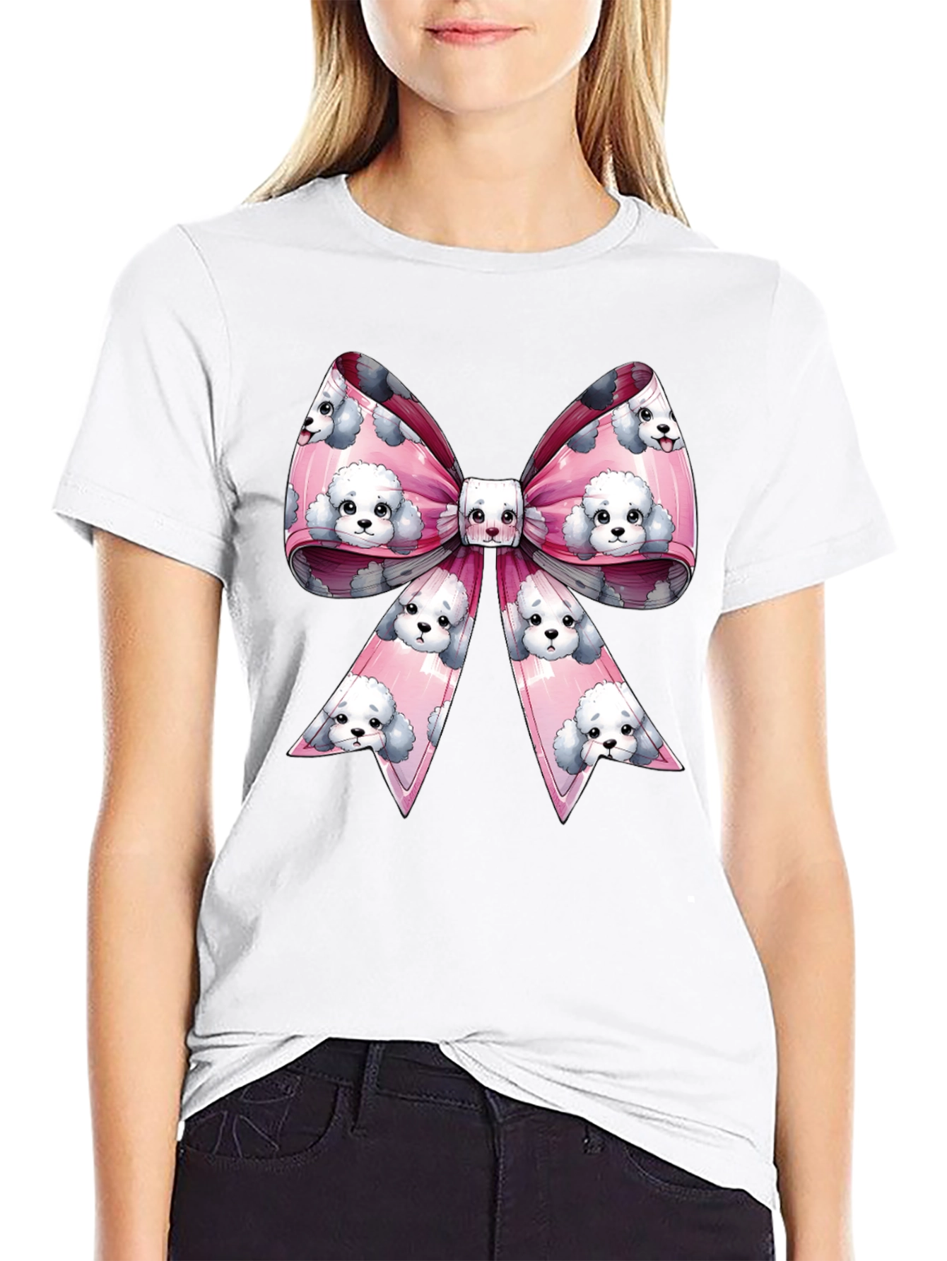 Black Dog Bow T-Shirt: Fun & Trendy Graphic Tee view 9