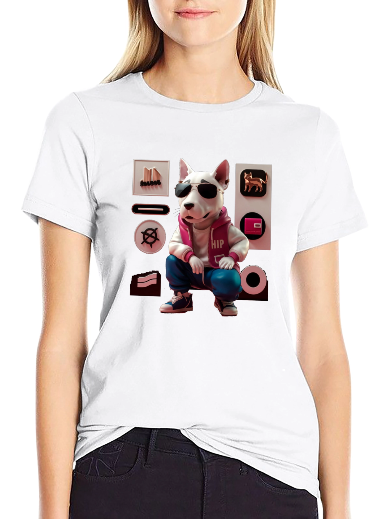 Black Cool Dog Graphic Tee - Urban Hipster Style view 9