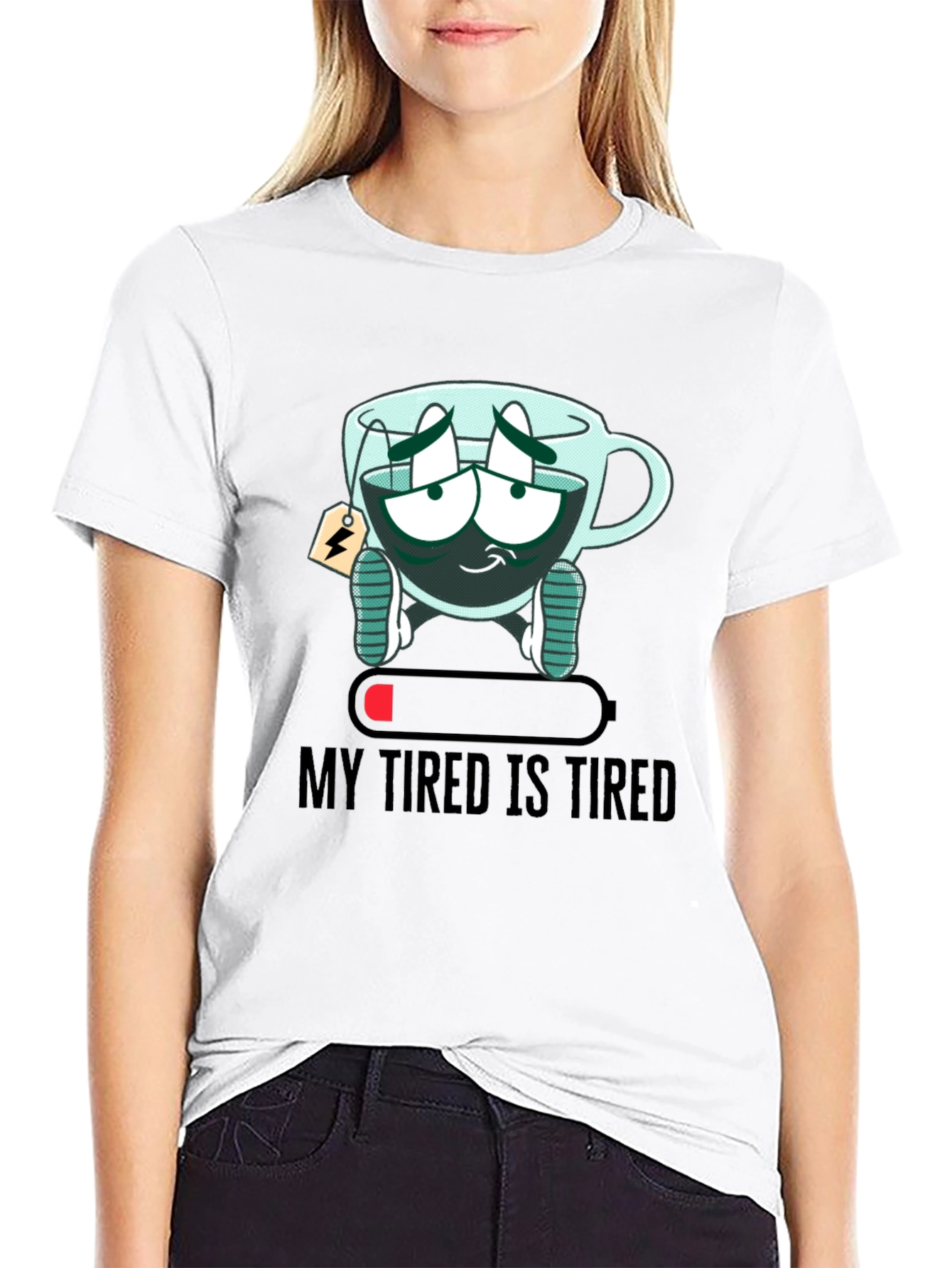 Black My Tired Is Tired Funny Graphic T-Shirt view 9