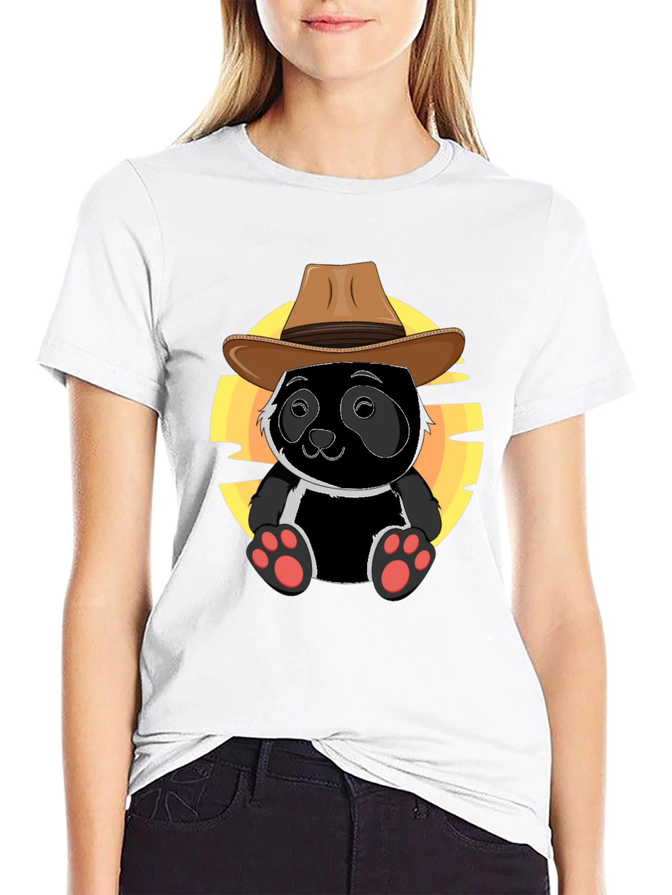 Black Panda Cowboy T-Shirt - Cute Graphic Tee view 9
