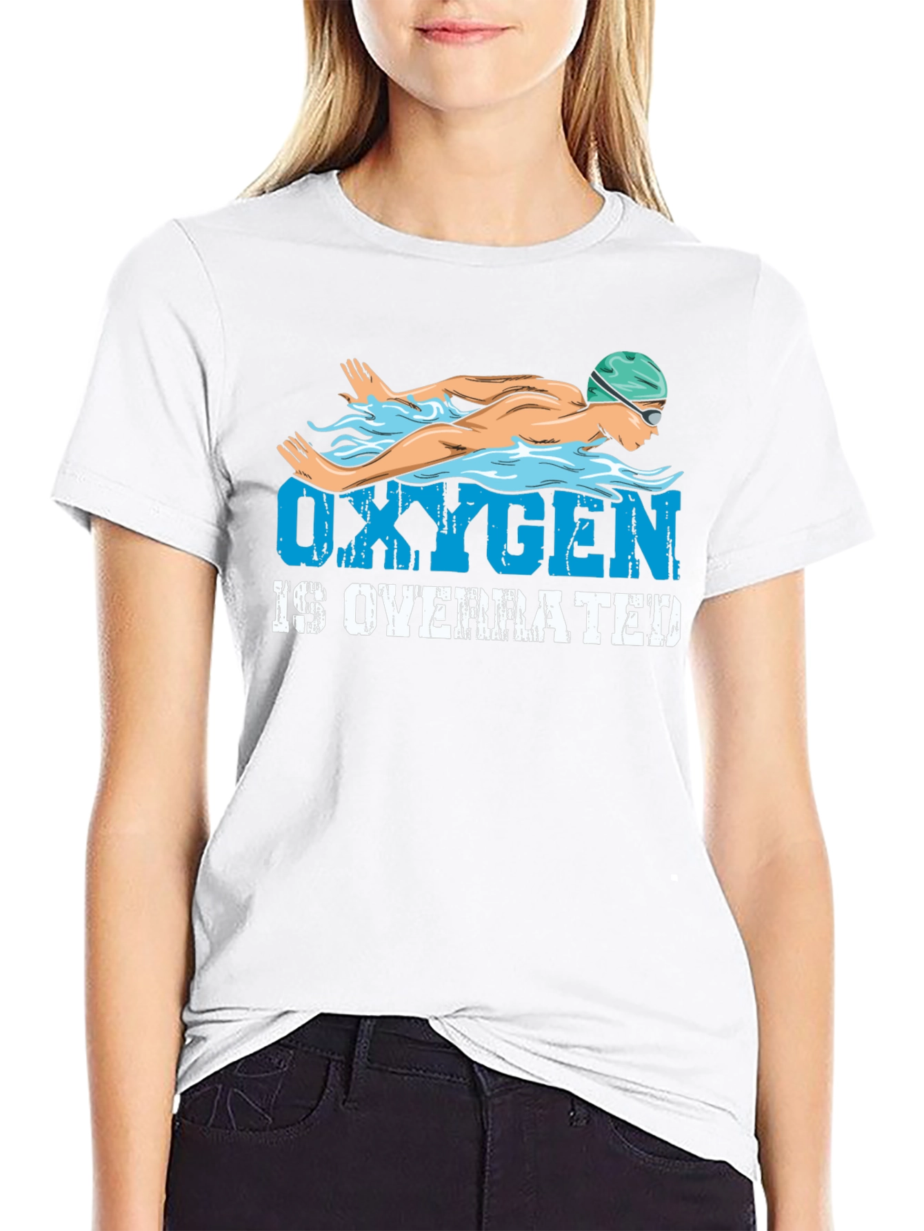 Black Oxygen is Overrated Black T-Shirt Swimmer view 9