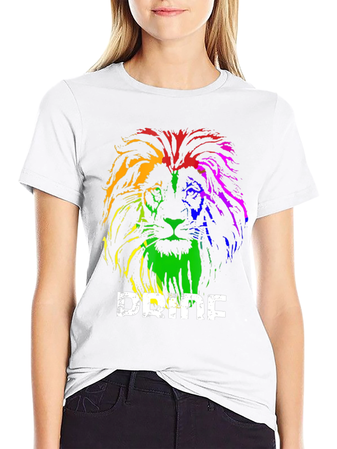 Black Rainbow Pride Lion Graphic T-Shirt view 9
