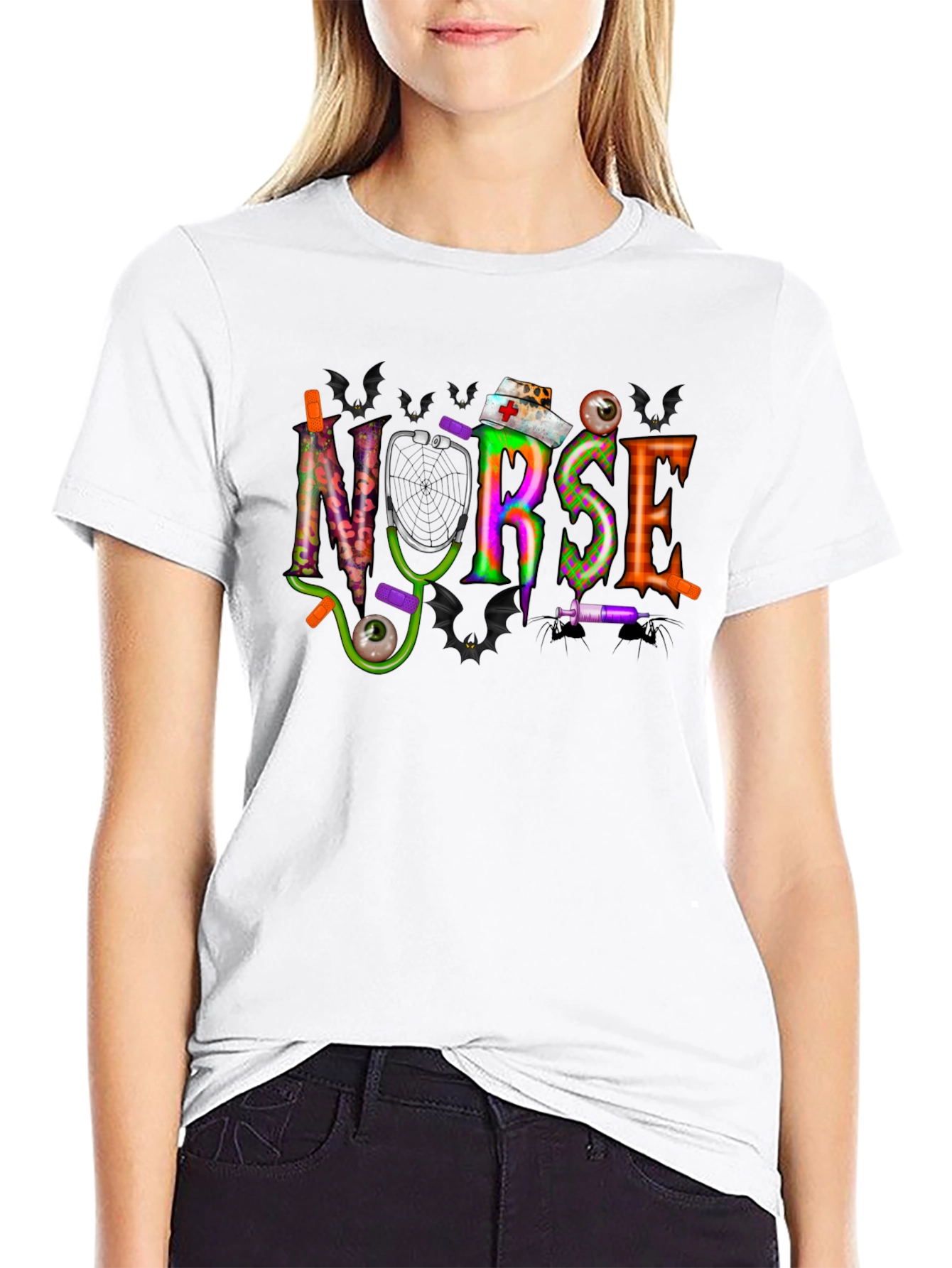 Black Halloween Nurse T-Shirt - Spooky Season Apparel view 9