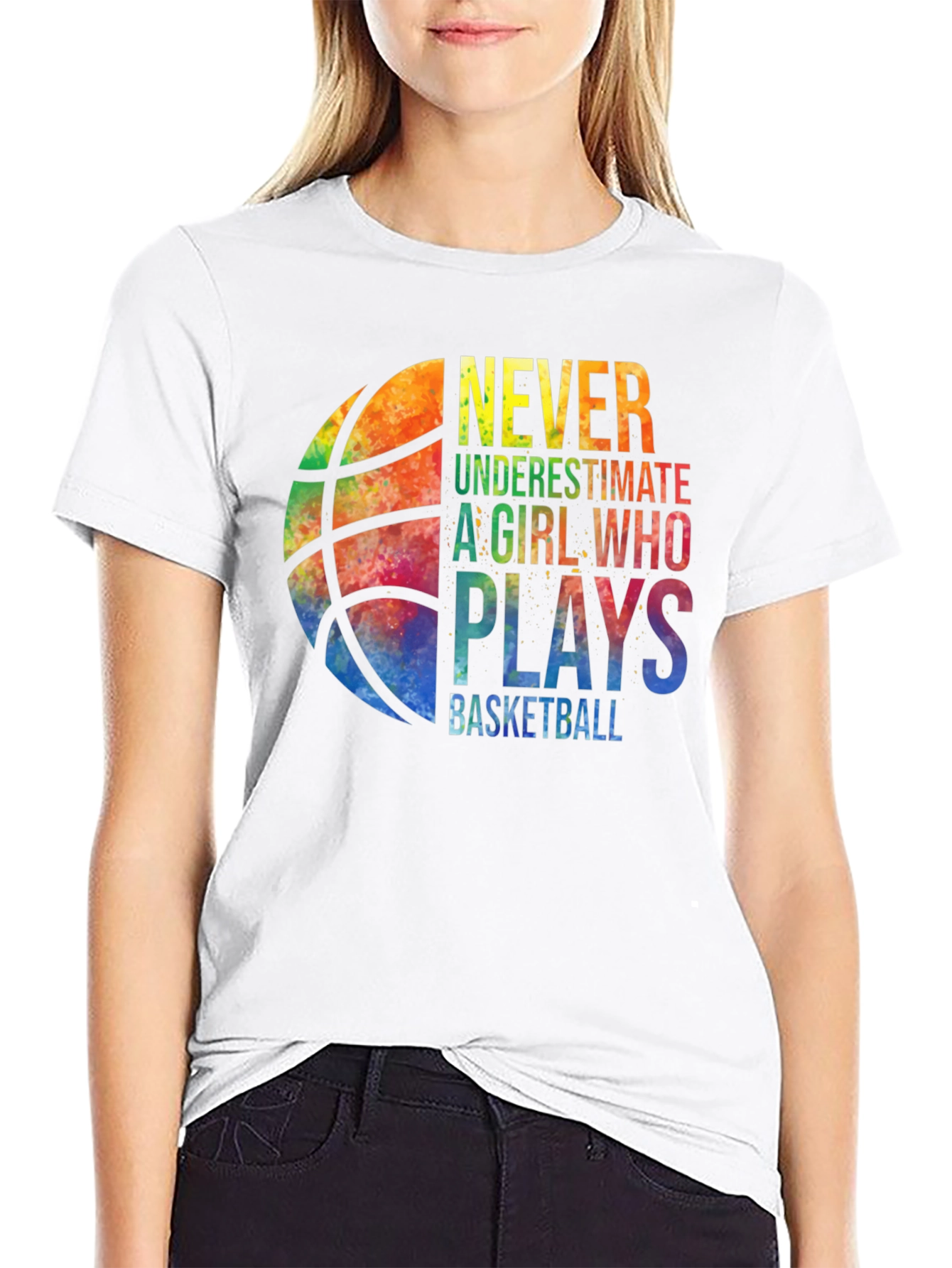 Black Basketball Girl T-Shirt - Never Underestimate view 9