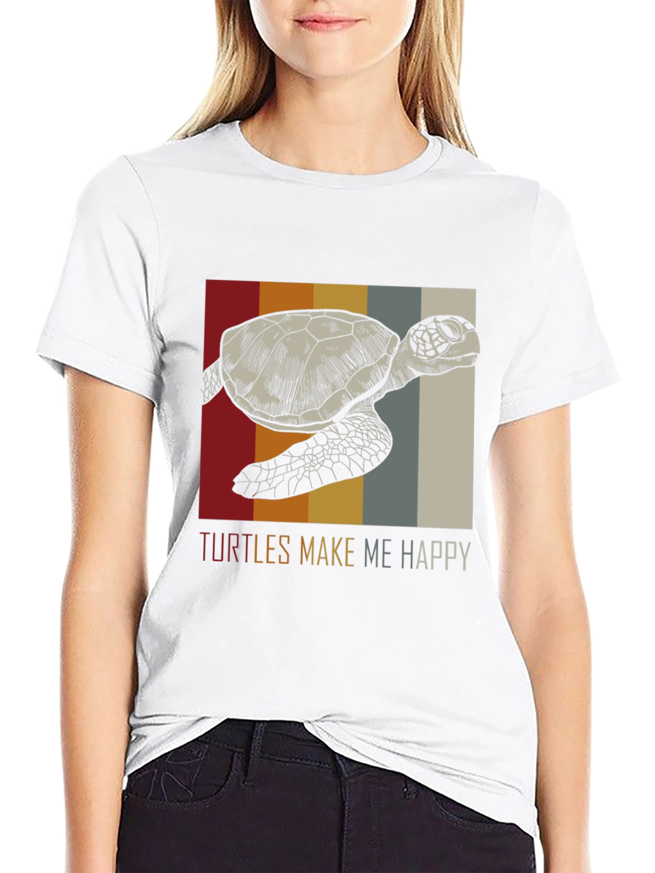 Black Turtles Make Me Happy Graphic Tee view 9