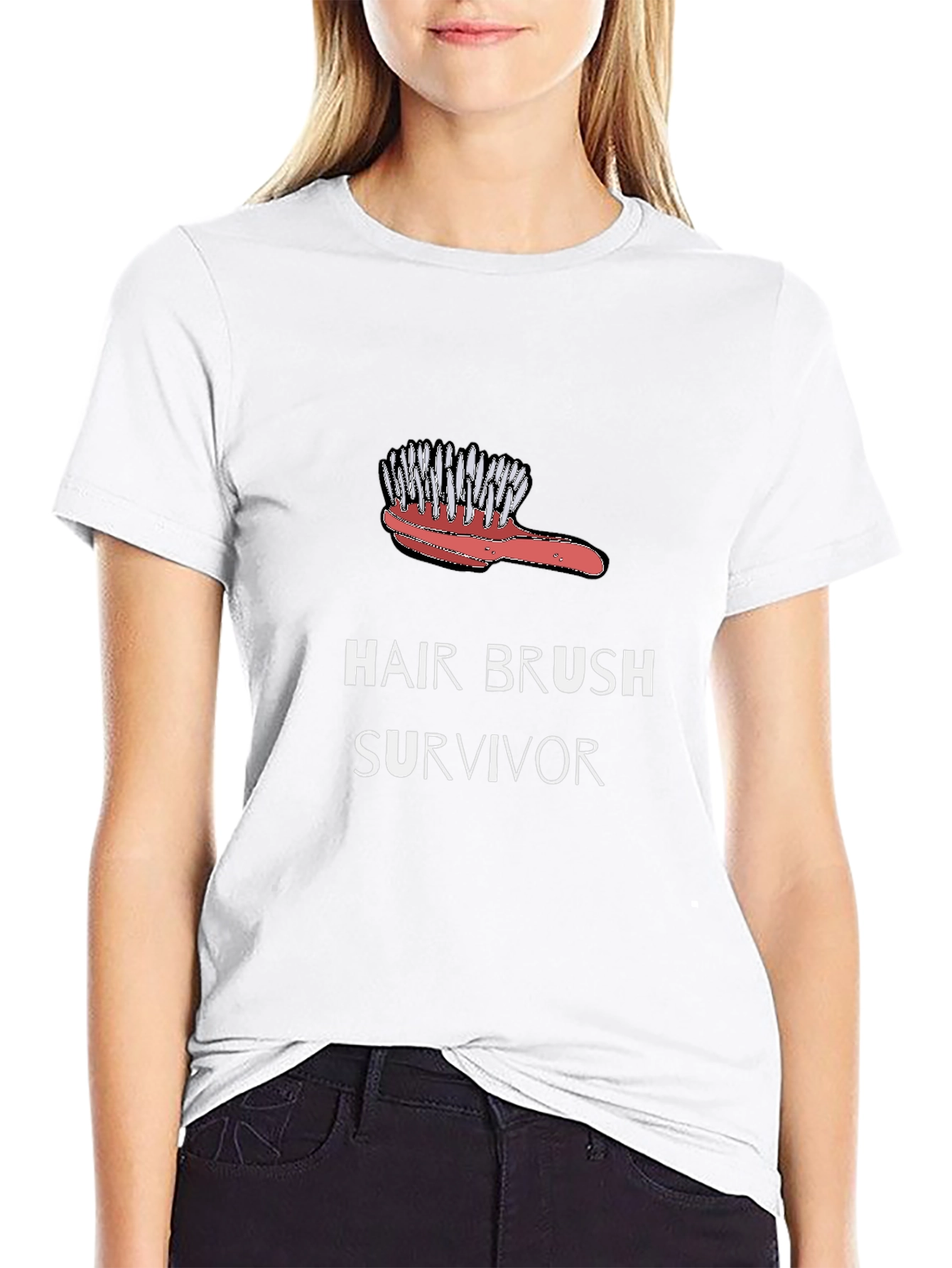 Black Hair Brush Survivor Graphic Tee - Black T-Shirt view 9