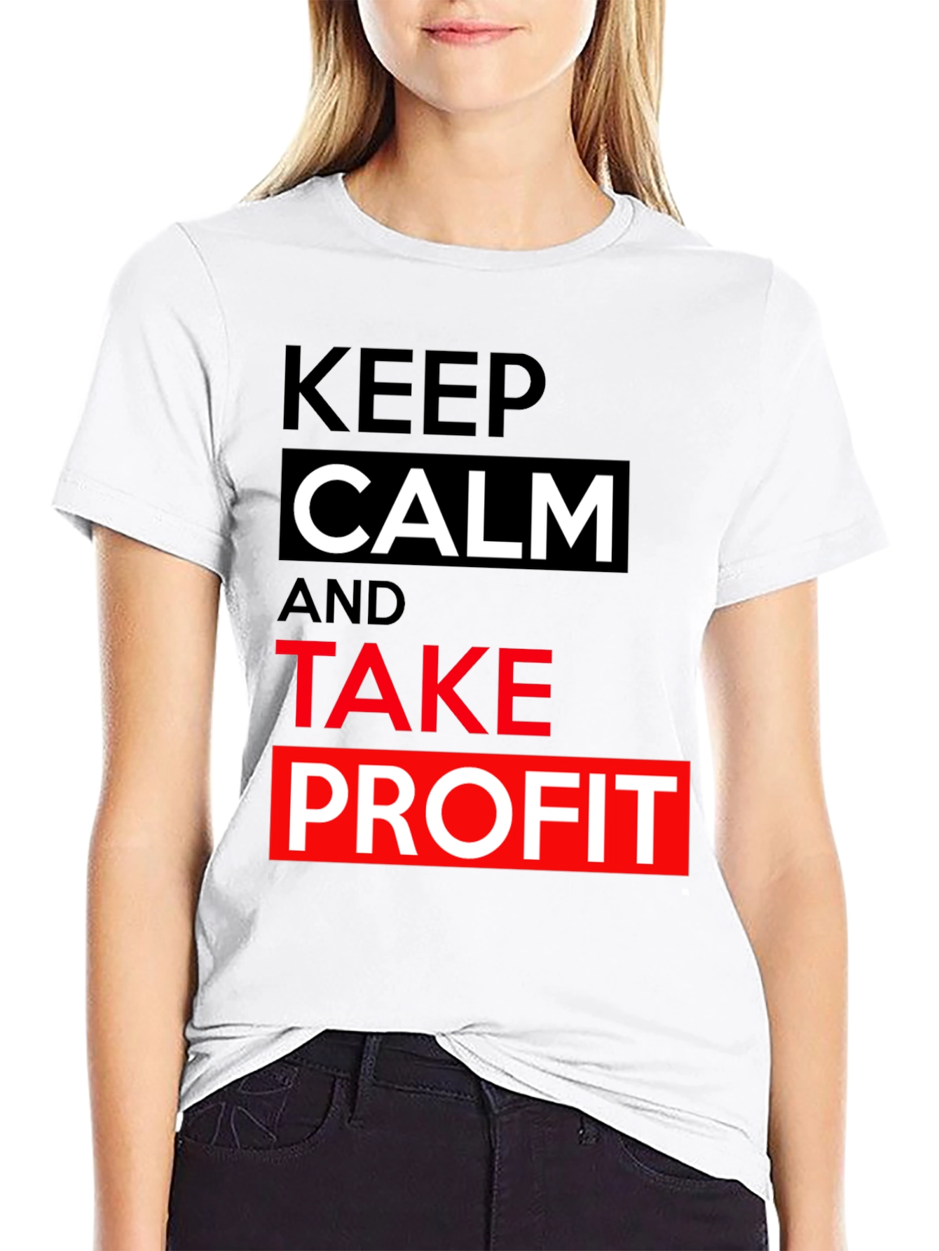 Black Keep Calm Take Profit T-Shirt - Black Cotton Tee view 9