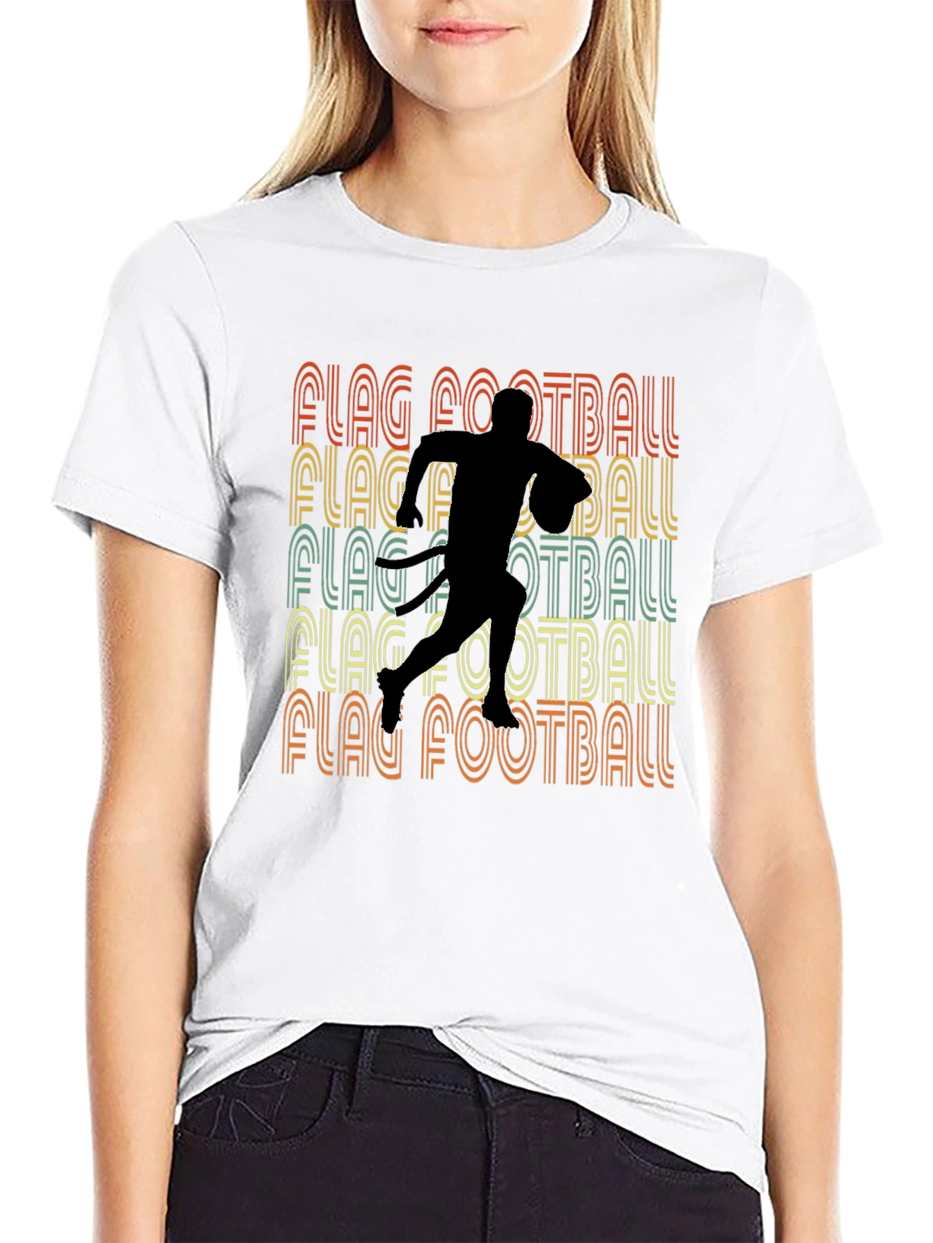 Black Retro Flag Football T-Shirt - Sportswear view 9