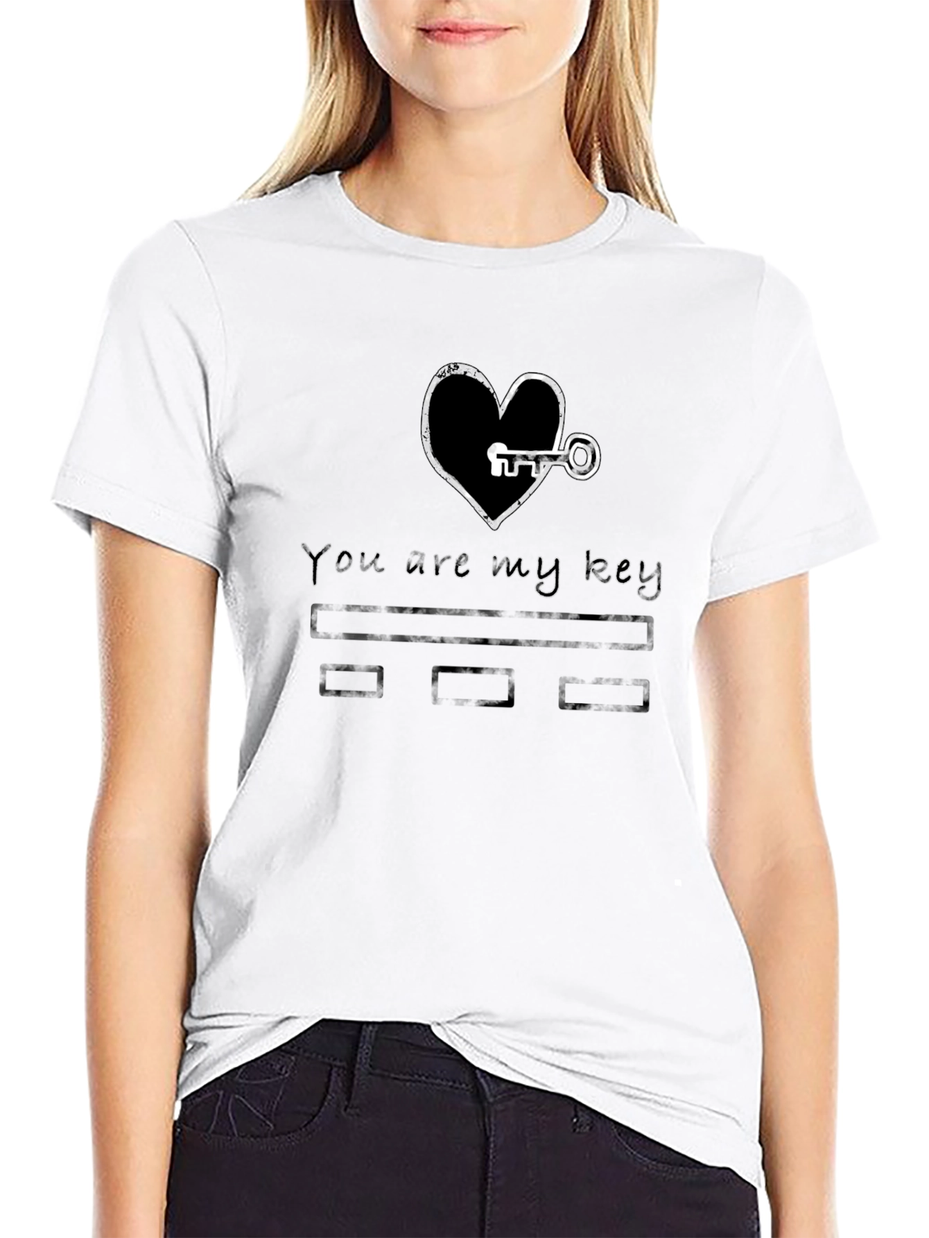 Black You are my key black tee shirt view 9