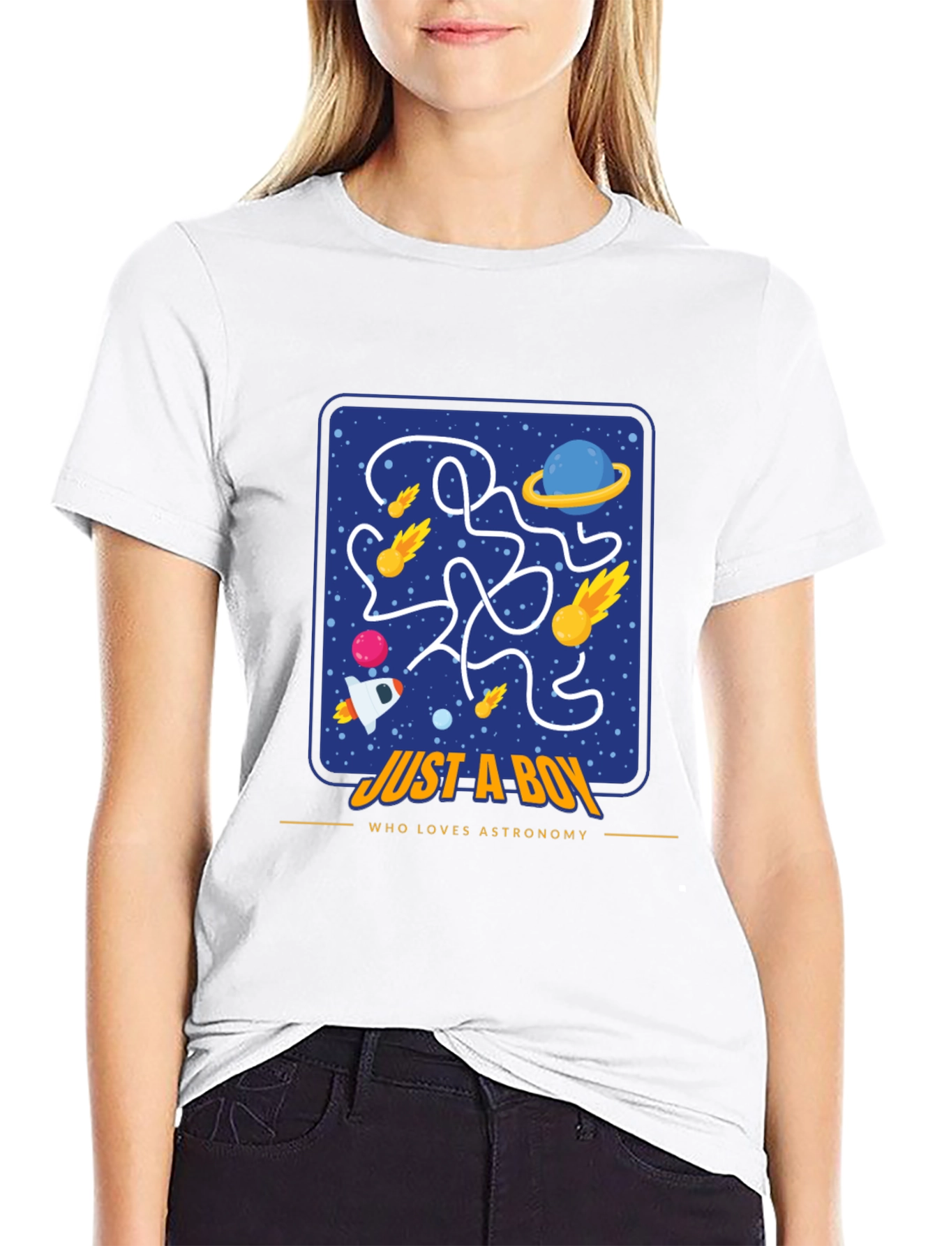 Black Astronomy Lover Boy T-Shirt, Space Maze Design view 9