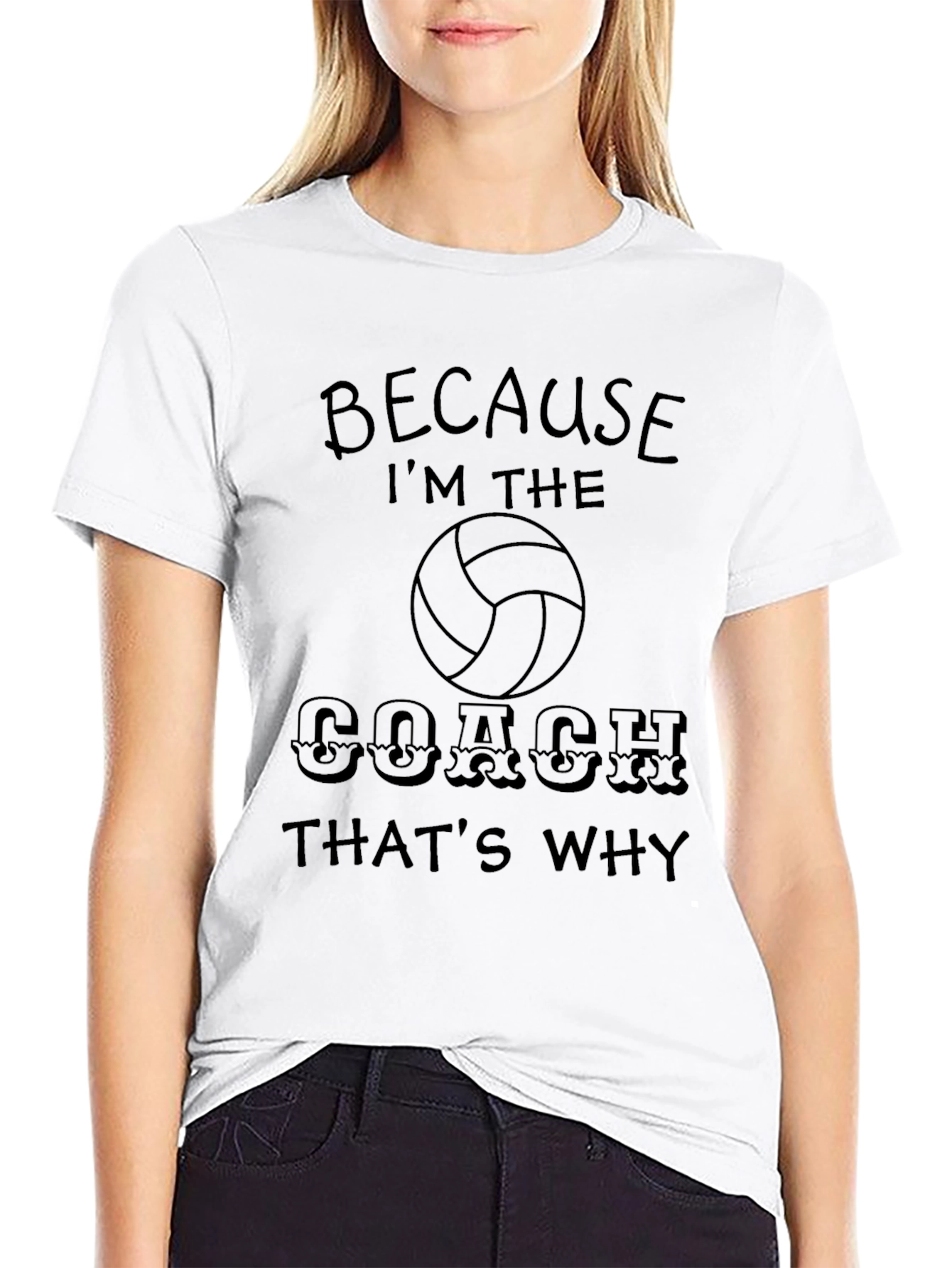 Black Volleyball Coach T-Shirt - Because I'm the Coach view 9