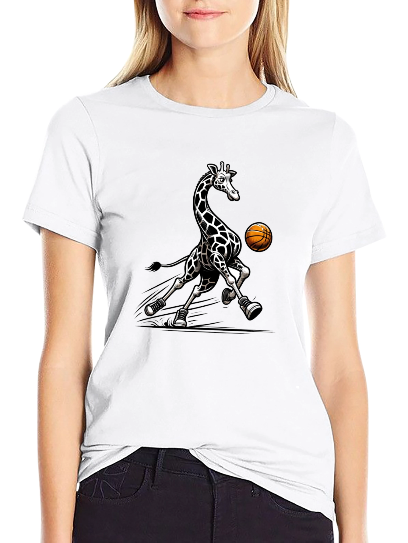 Black Giraffe Basketball Black T-Shirt view 9