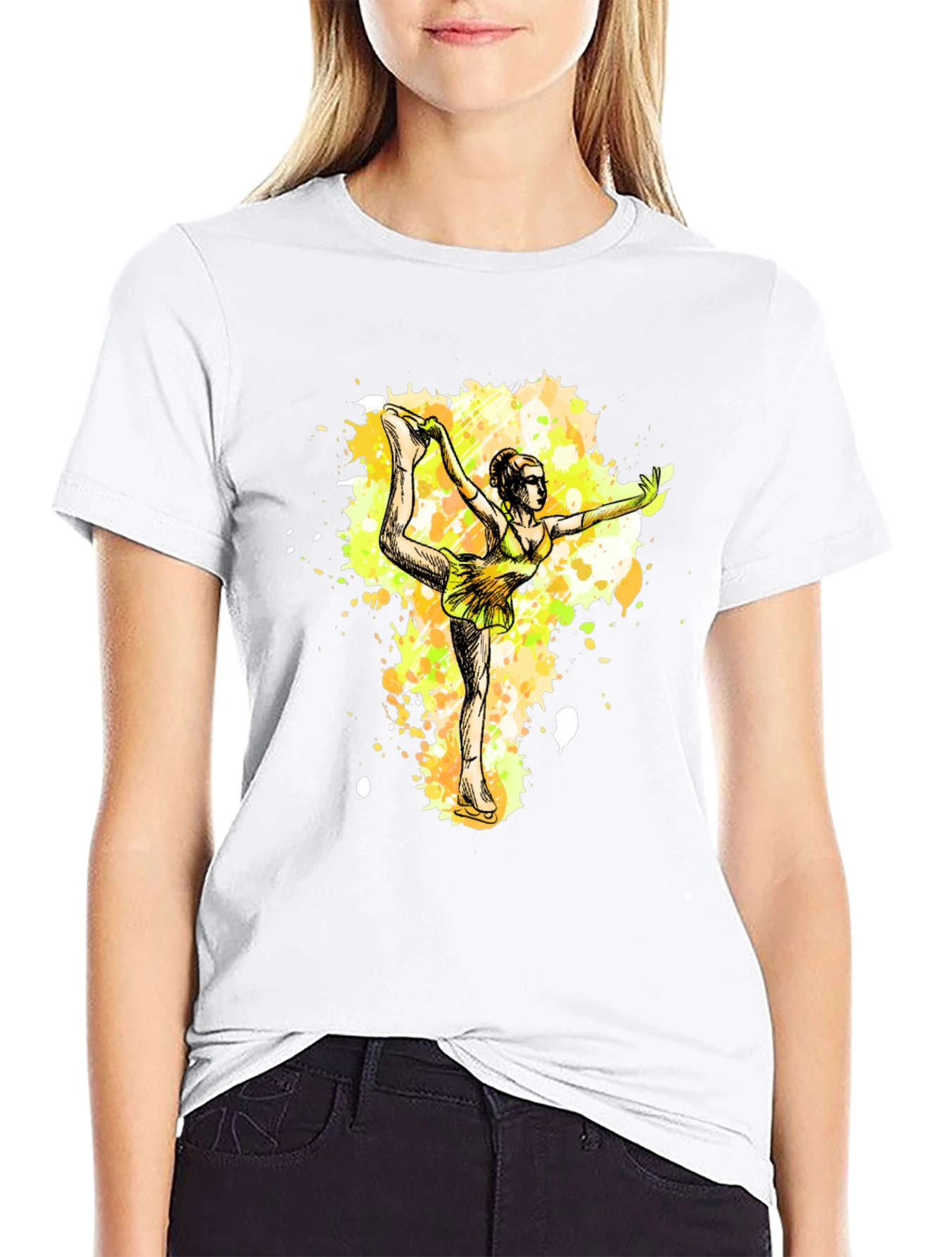 Black Figure Skater Graphic Tee - Black Cotton T-Shirt view 9