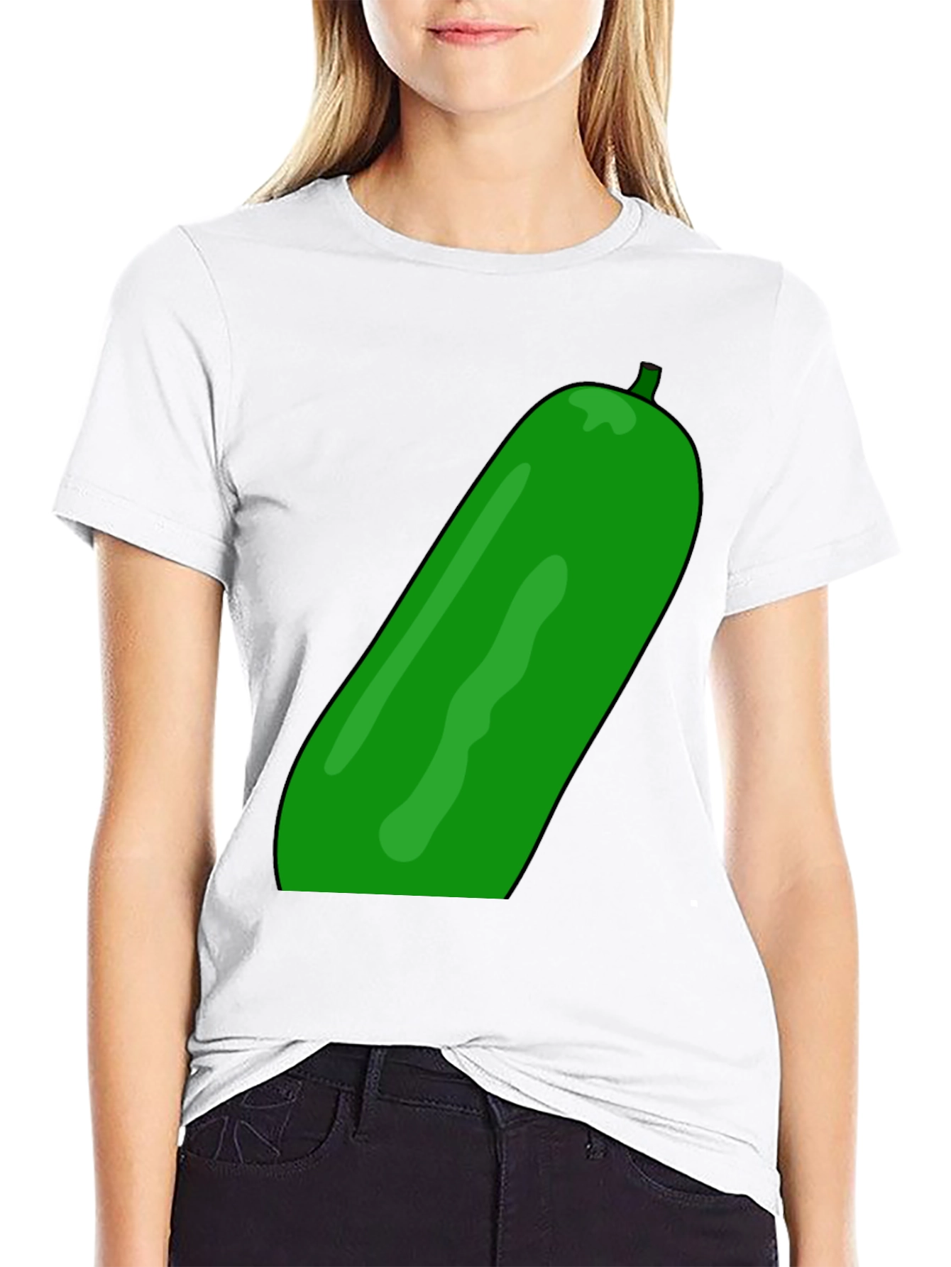 Black Cucumber Graphic Print Black T-Shirt view 9