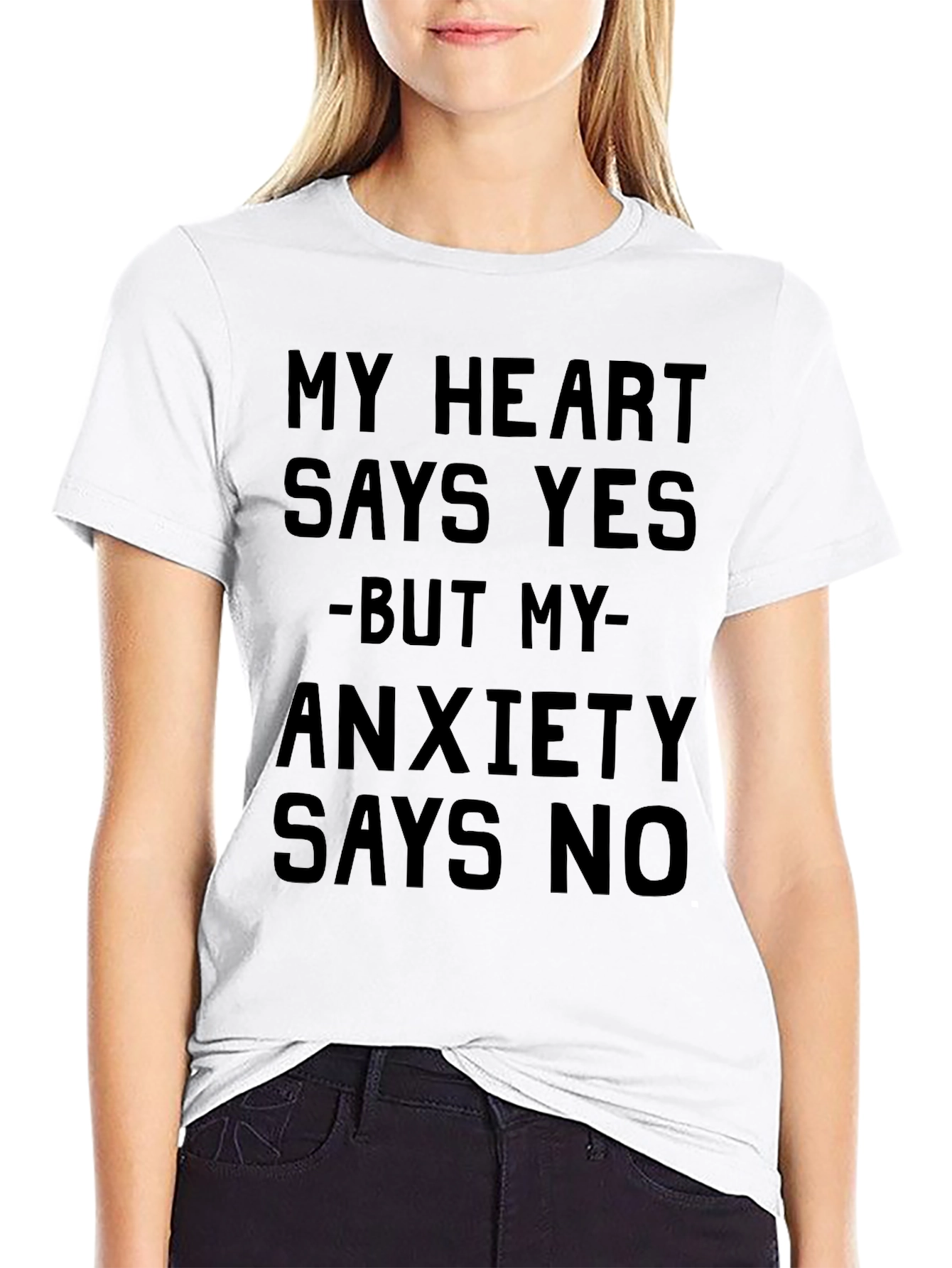 Black My Heart Says Yes T-Shirt - Anxiety Funny Tee view 9