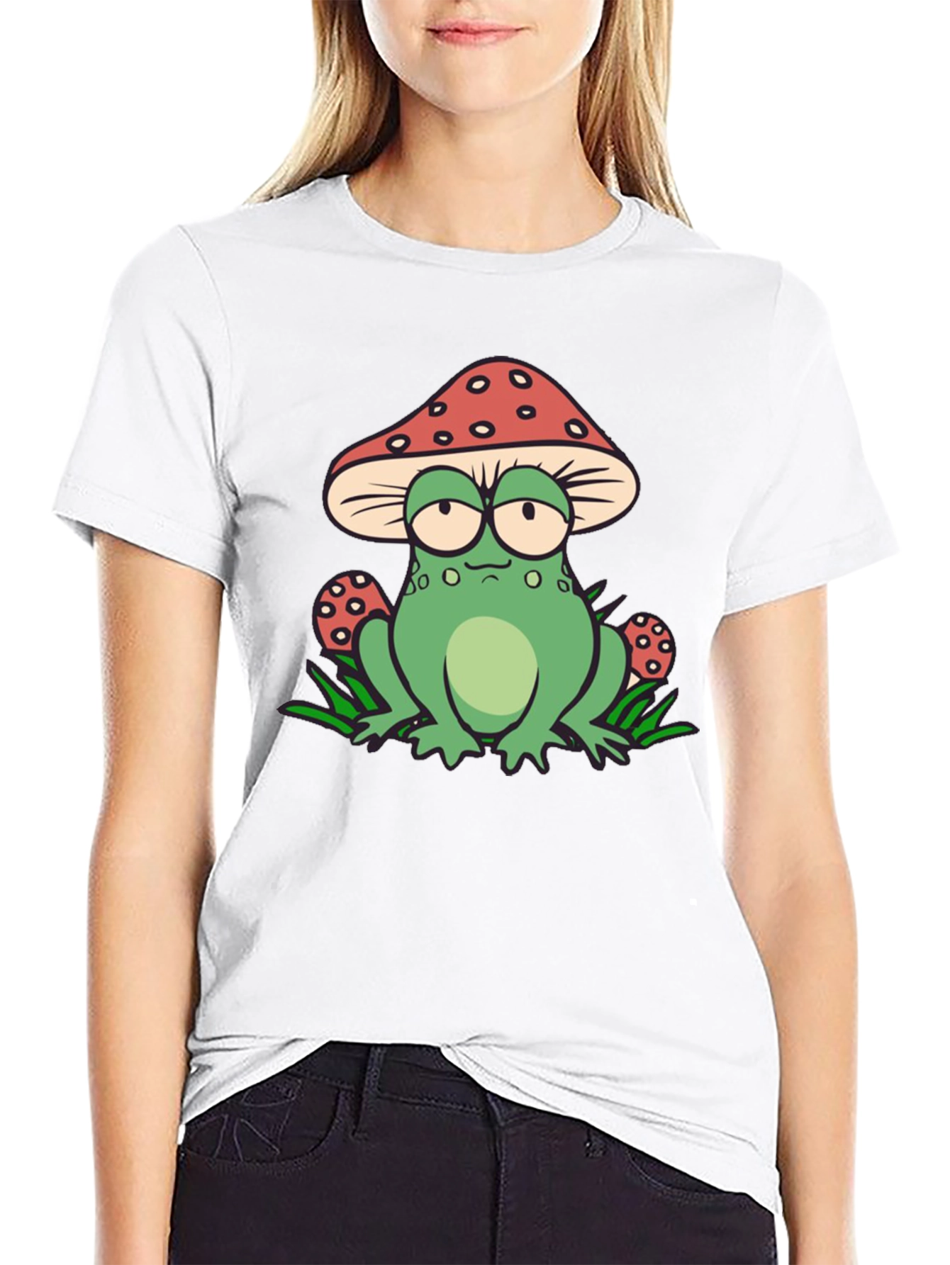 Black Mushroom Frog Graphic Tee - Unique Novelty Shirt view 9