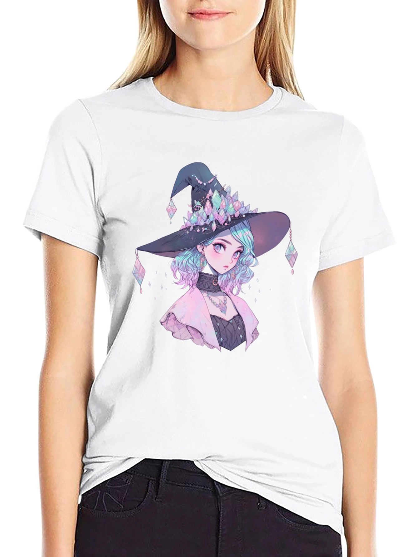 Black Anime Witch Graphic Tee - Stylish Unisex T-Shirt view 9