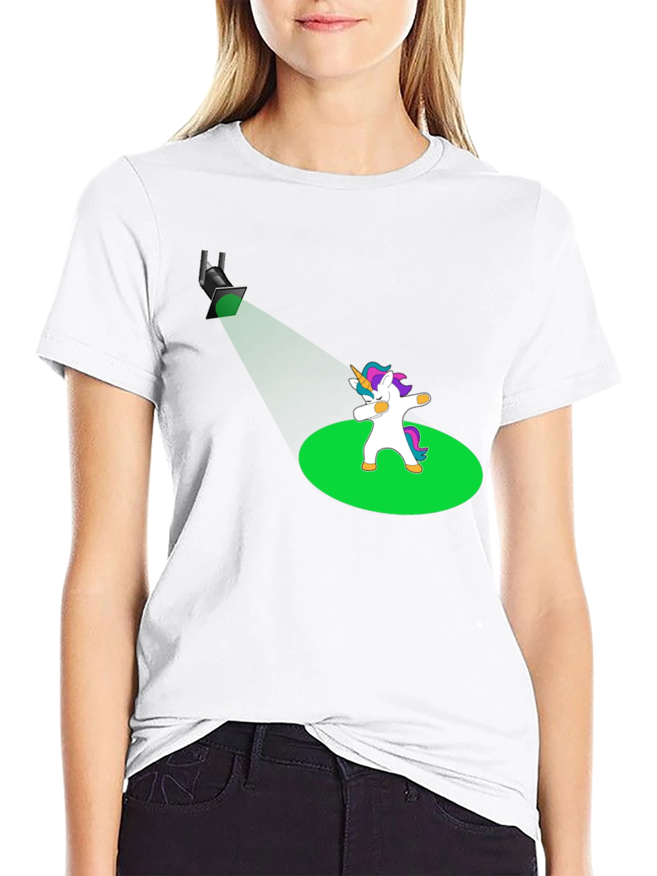 Black Dabbing Unicorn T-Shirt - Spotlight Design view 9